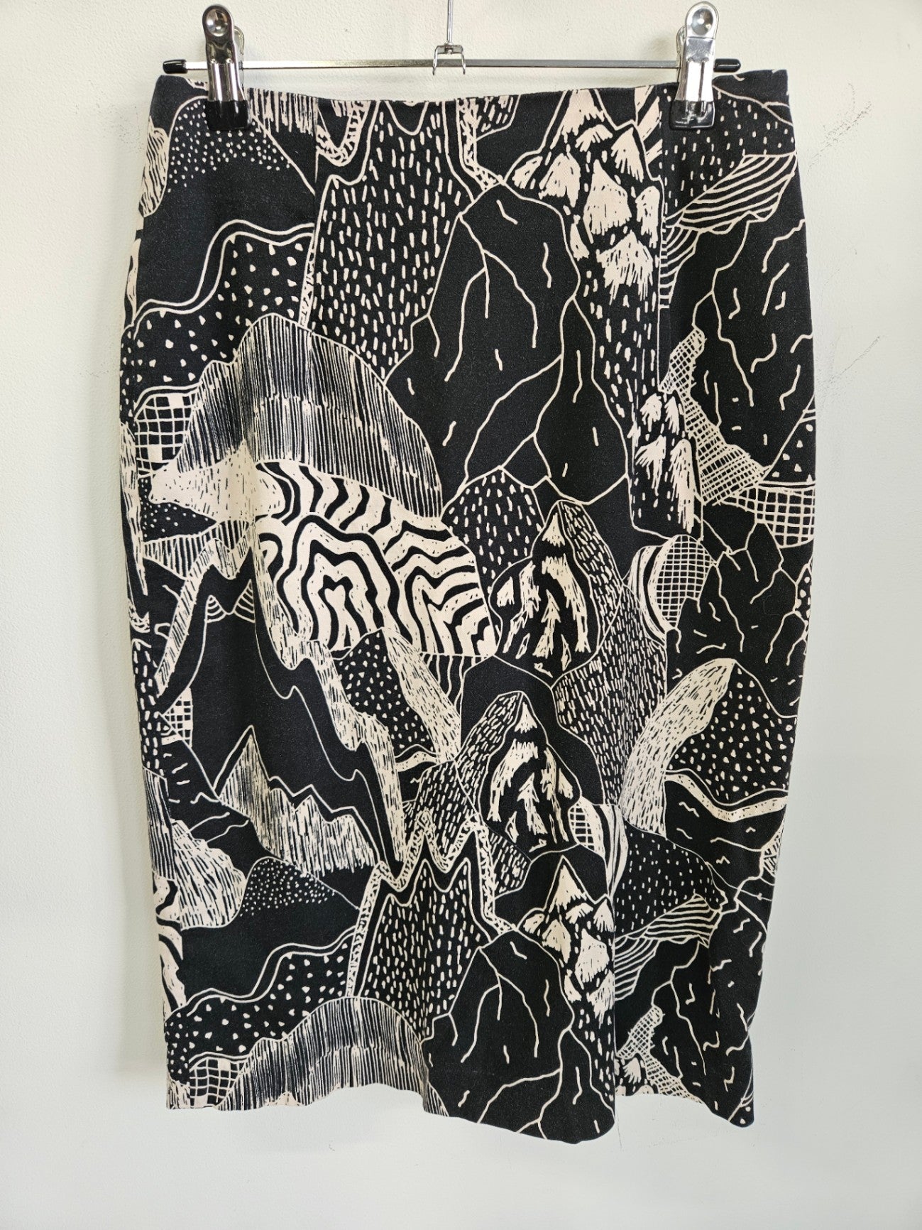 GORMAN COTTON PENCIL SKIRT BLACK PALE PINK SIZE 8