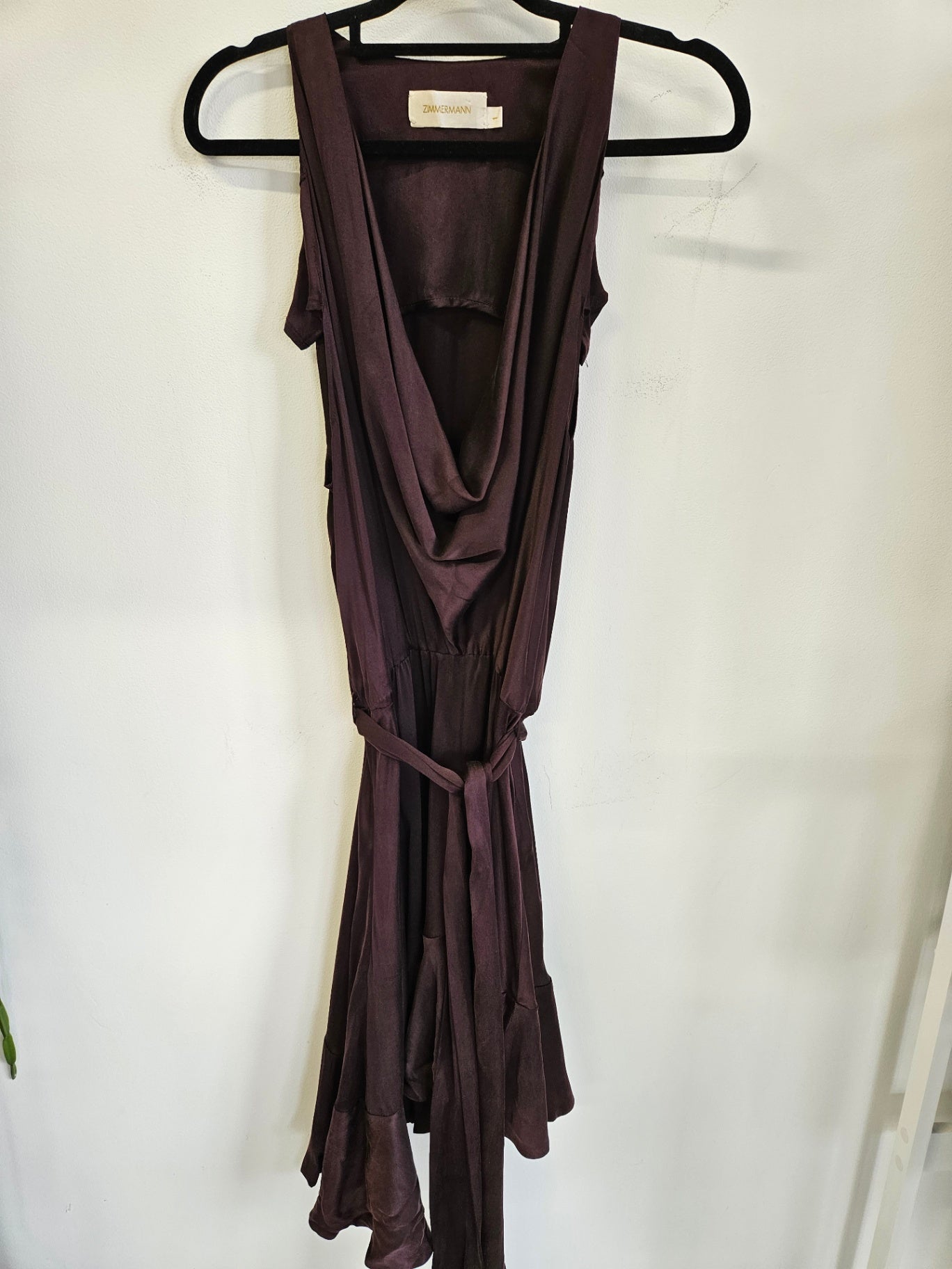 ZIMMERMANN SILK DRESS DEEP PURPLE SIZE M
