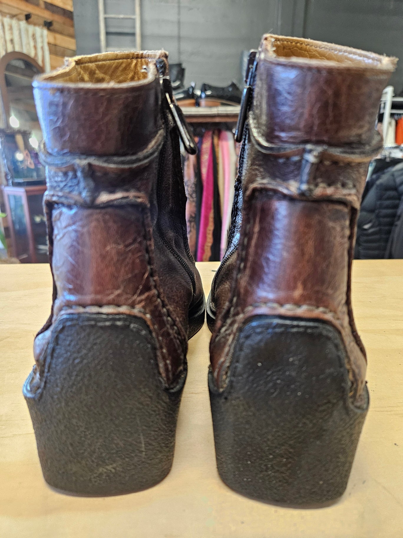 VERO GOMMA LEATHER VINTAGE BOOTS BROWN SIZE 40