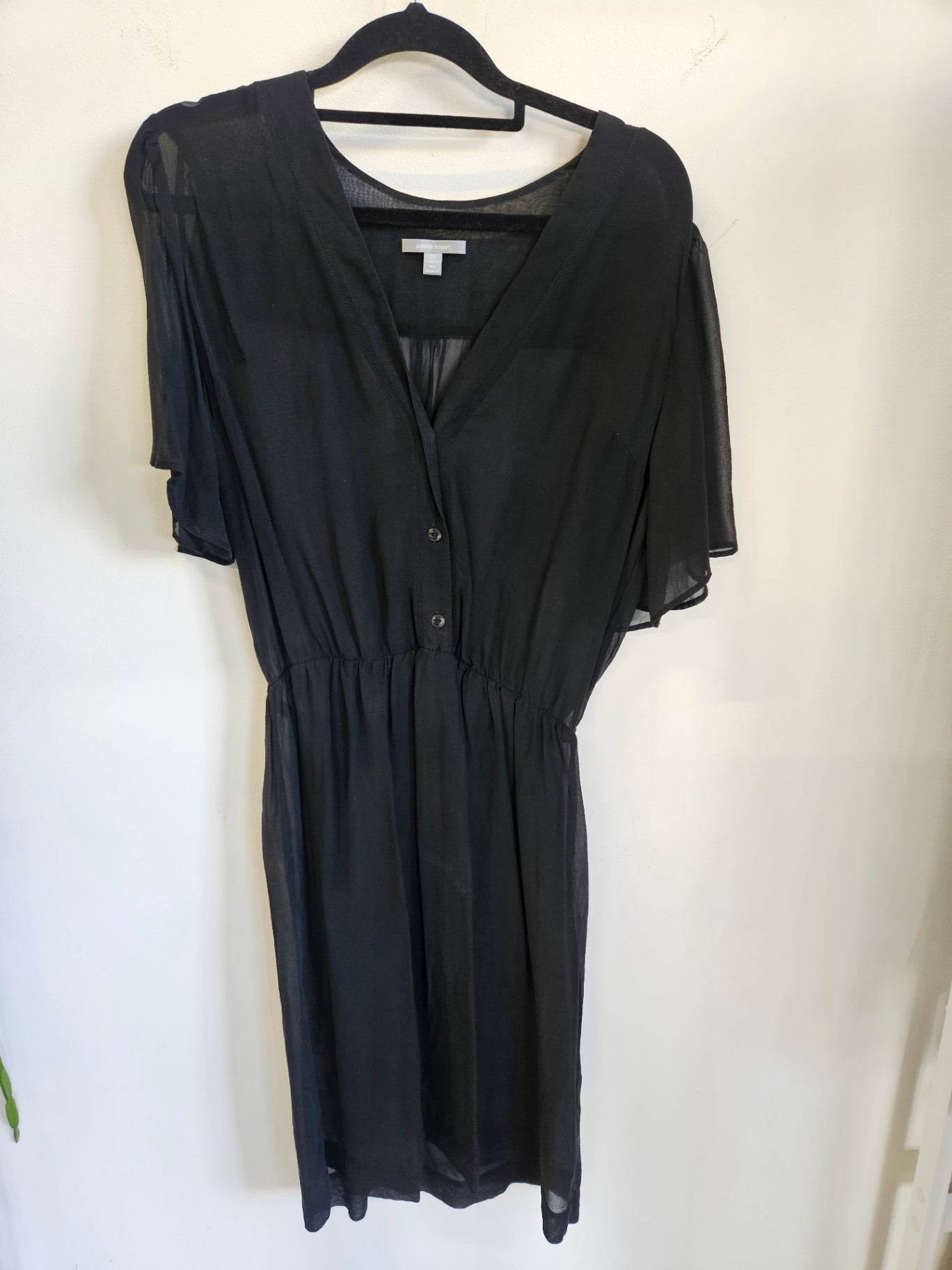 JULIETTE HOGAN SILK SHEER DRESS BLACK SIZE M
