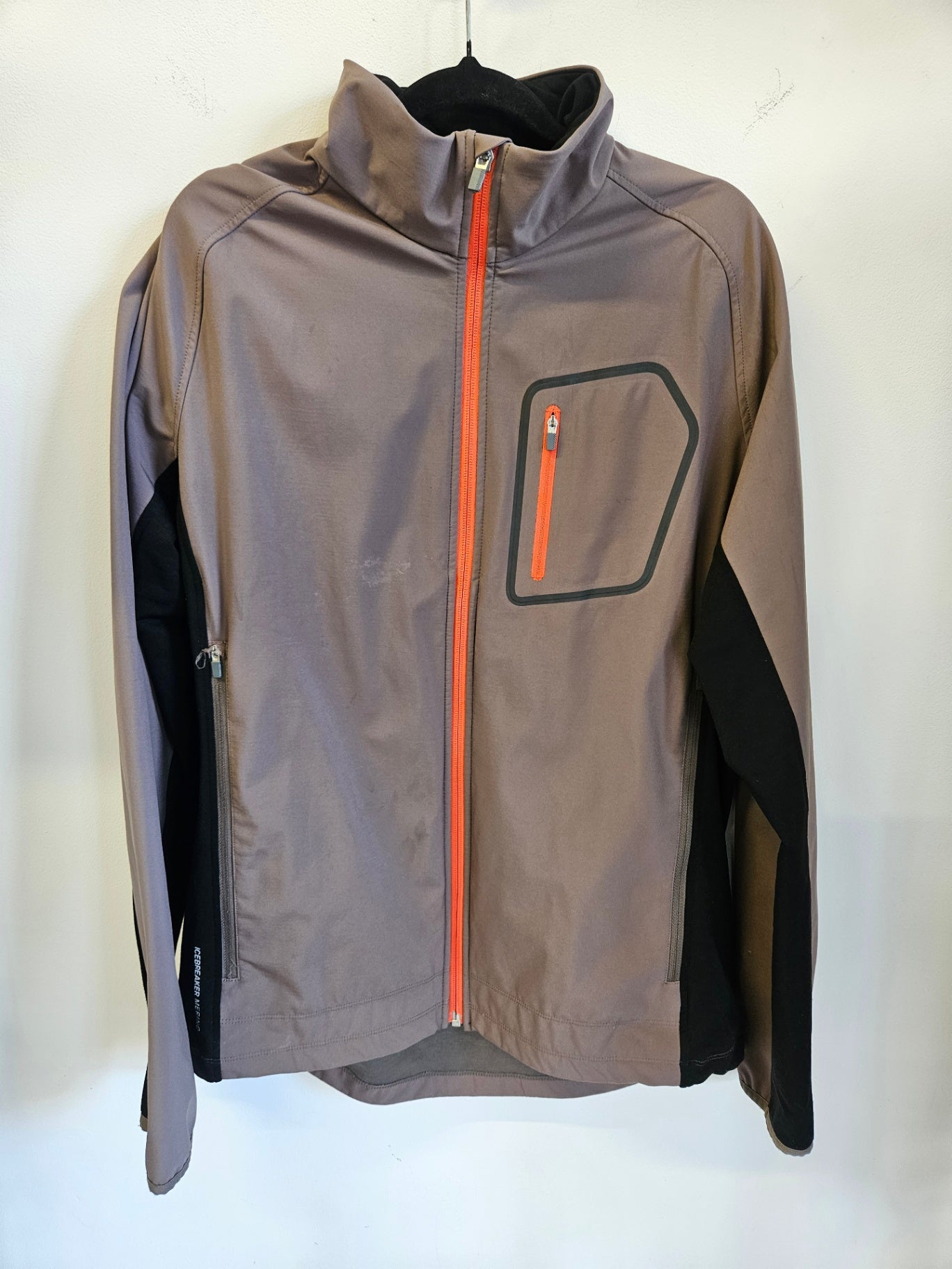 ICEBREAKER MERINO JACKET TAUPE ORANGE DETAIL SIZE L
