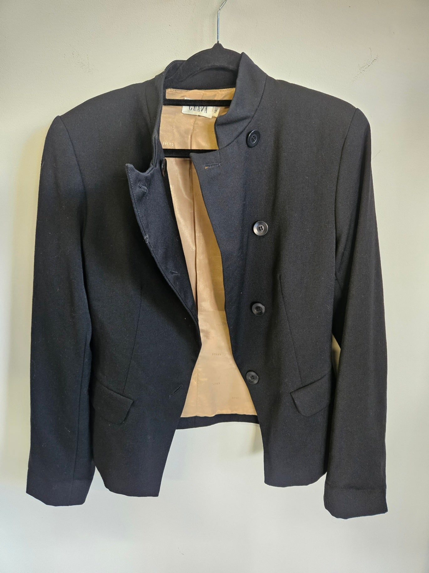 GUAVA 100% WOOL JACKET BLACK SIZE 10