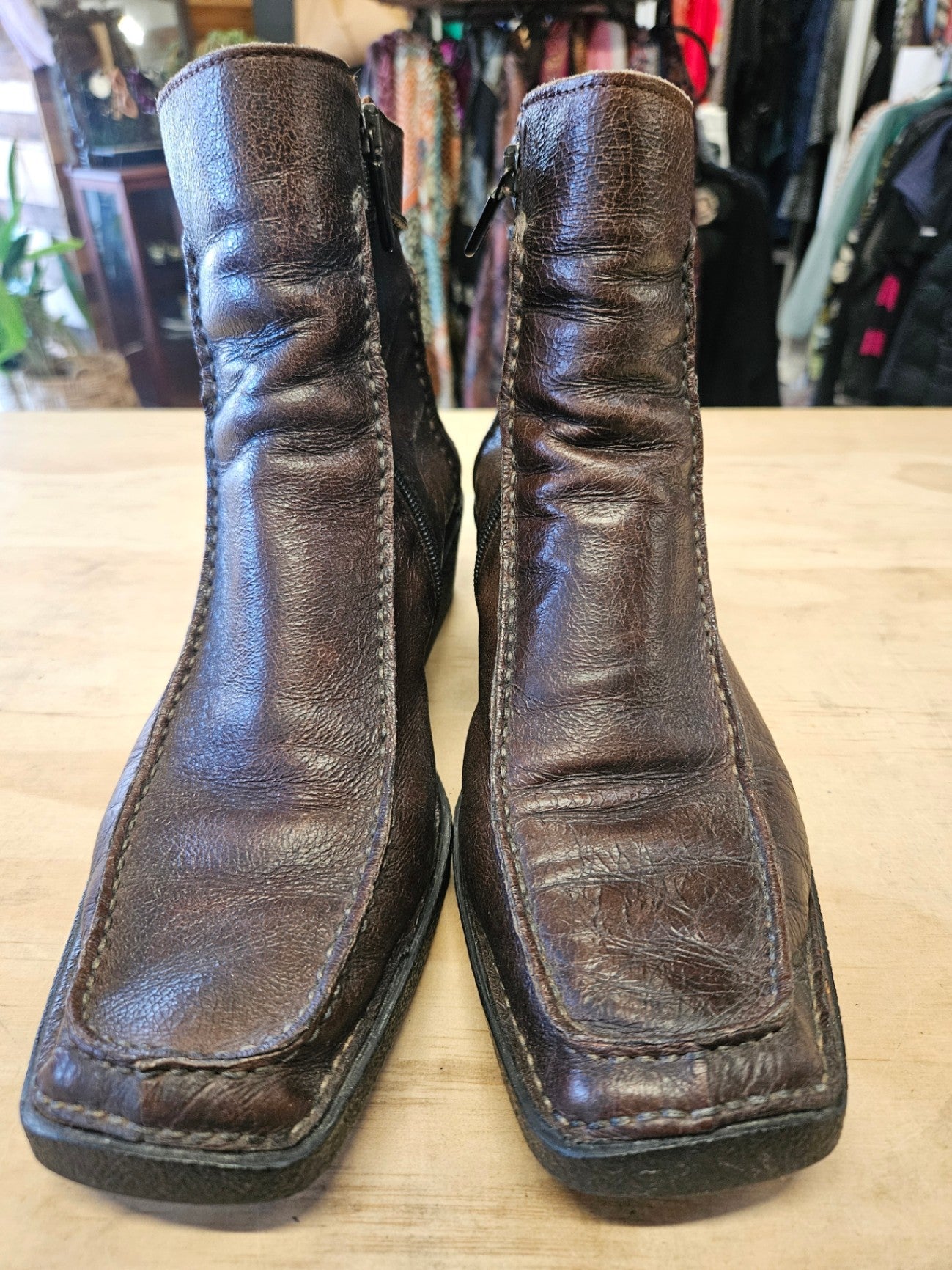 VERO GOMMA LEATHER VINTAGE BOOTS BROWN SIZE 40