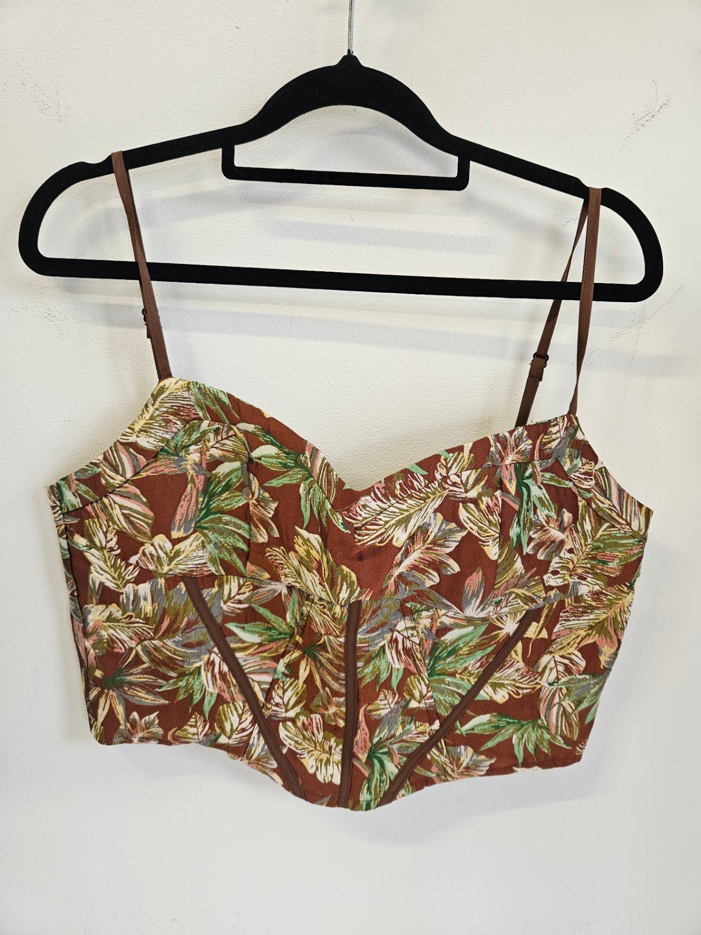 CIDER BROCADE SLEEVELESS TOP RUST TROPICAL SIZE L