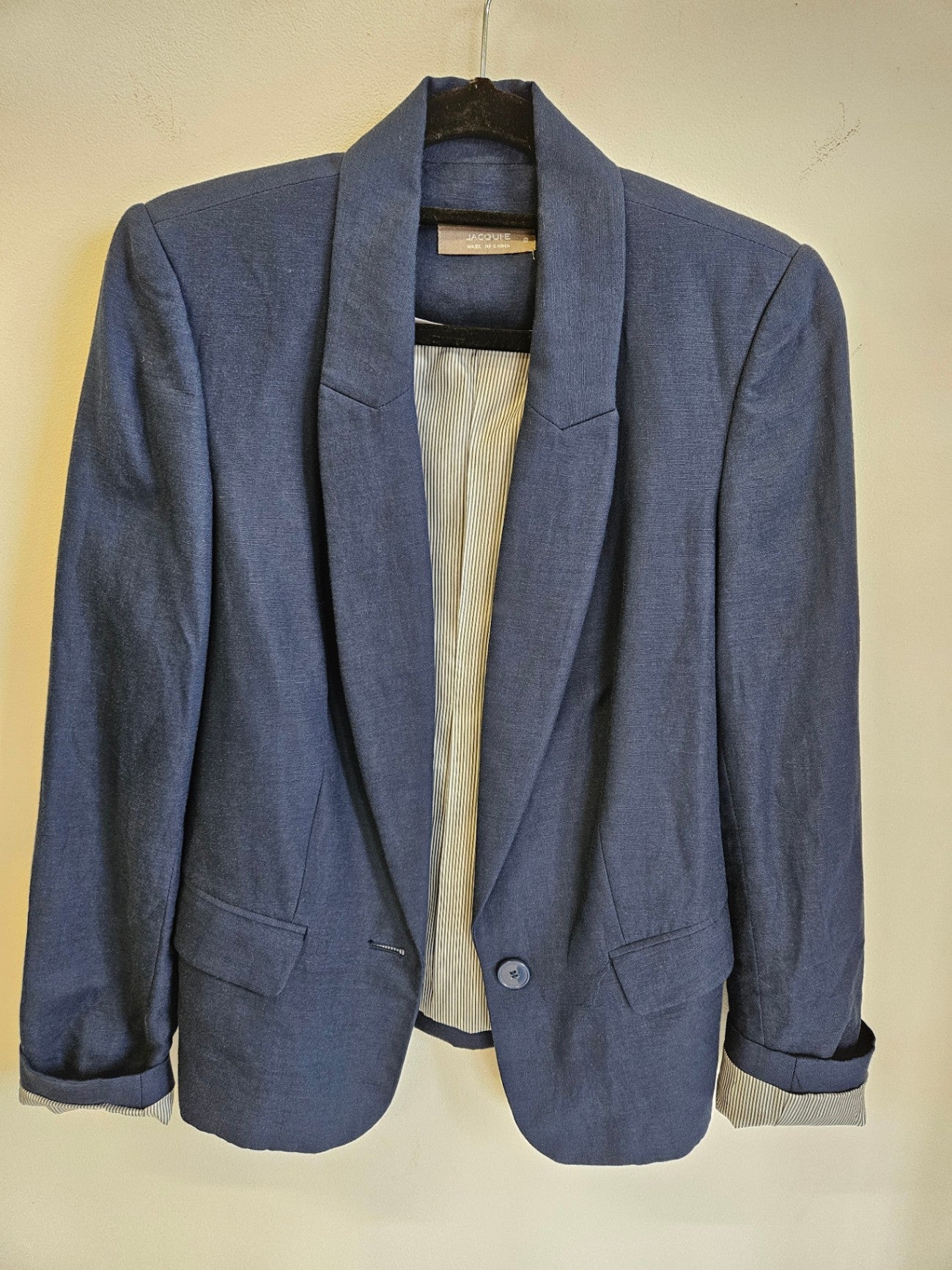 JACQUI E LINEN VISCOSE BLAZER NAVY SIZE 8
