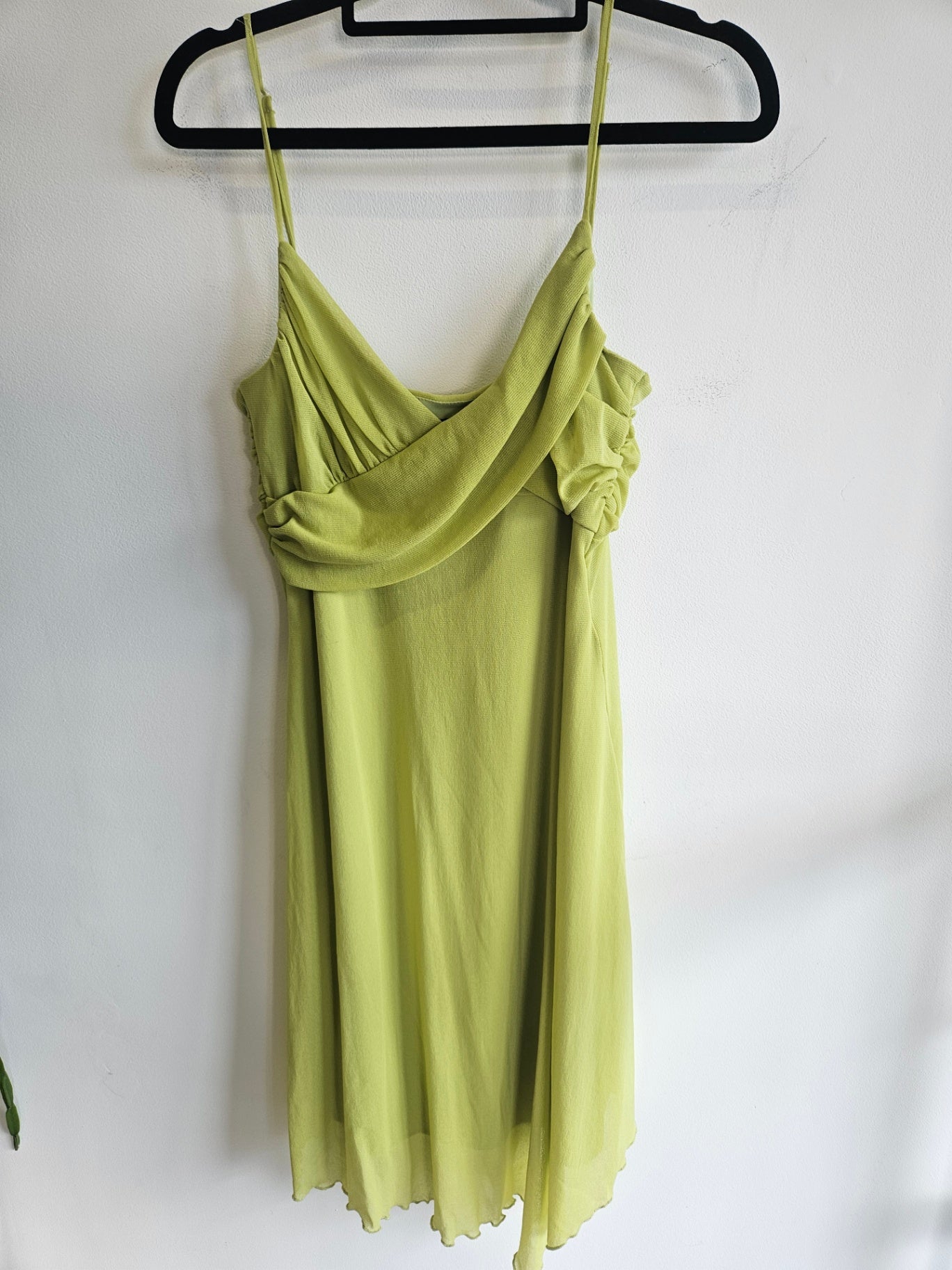 DAISY MESH LINED DRESS CHARTREUSE SIZE M