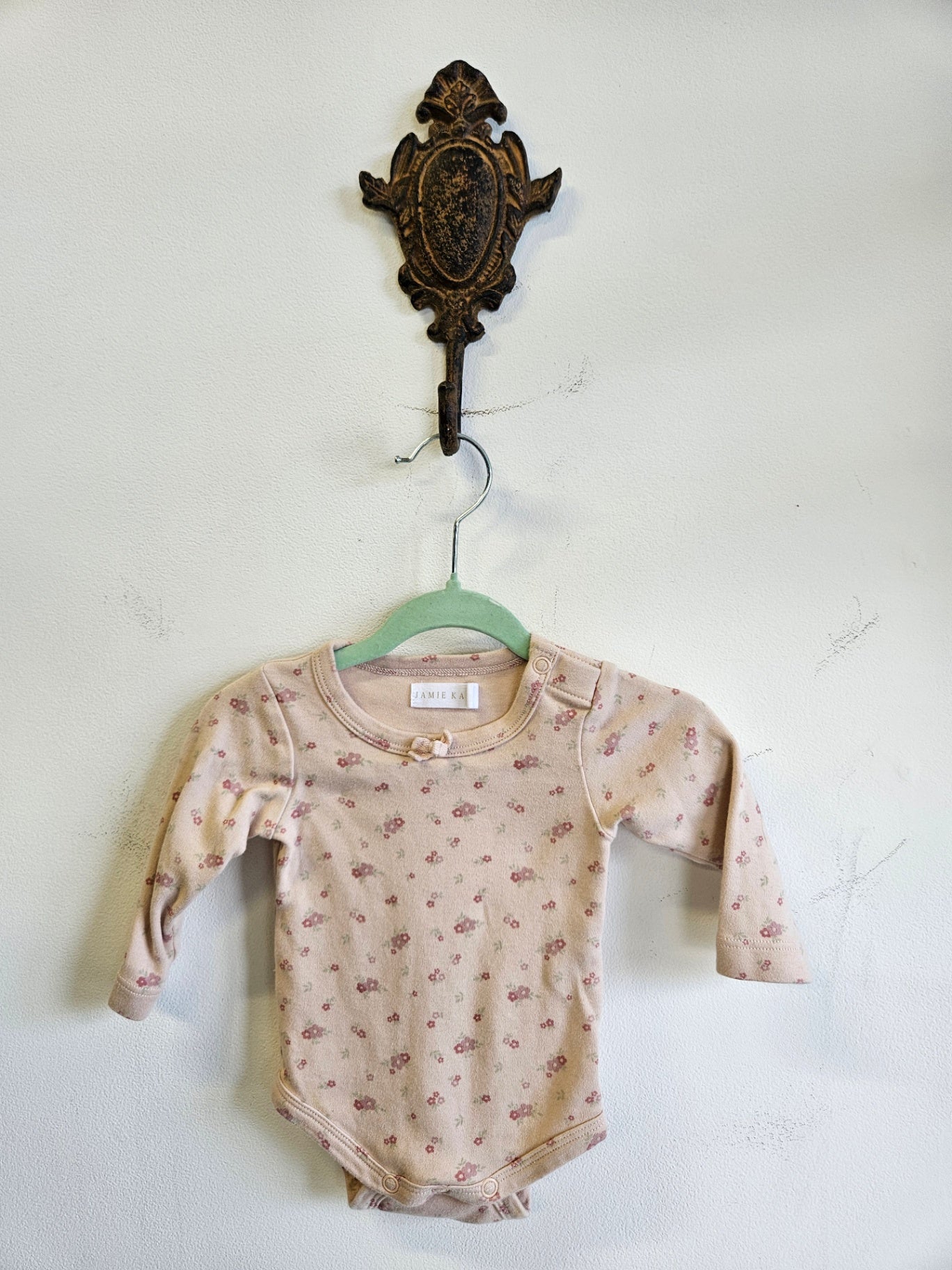 JAMIE KAY COTTON BODYSUIT PALE PINK FLORAL SIZE 0-3M