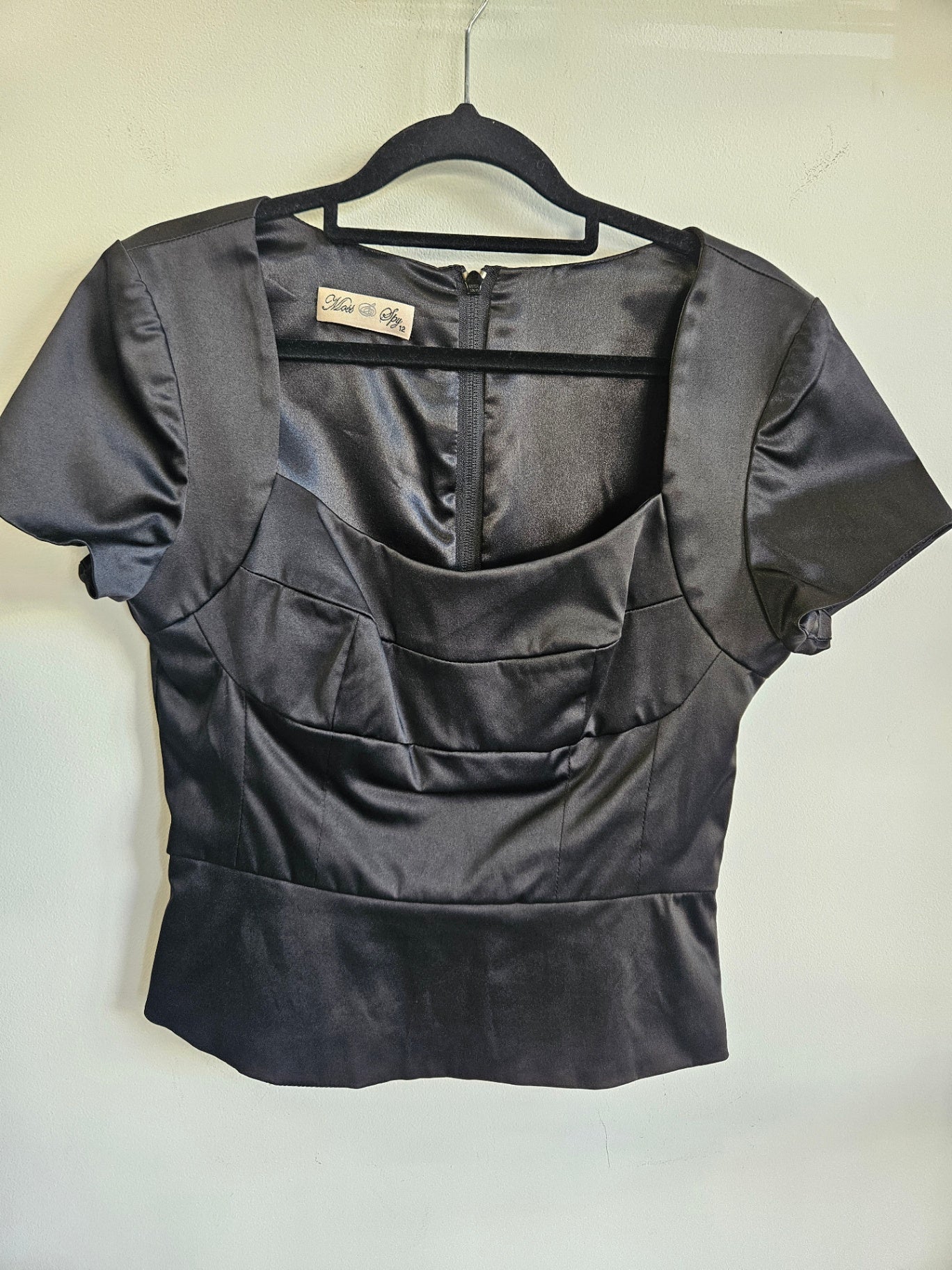 MOSS SPY SATIN FORMAL TOP BLACK SIZE 12