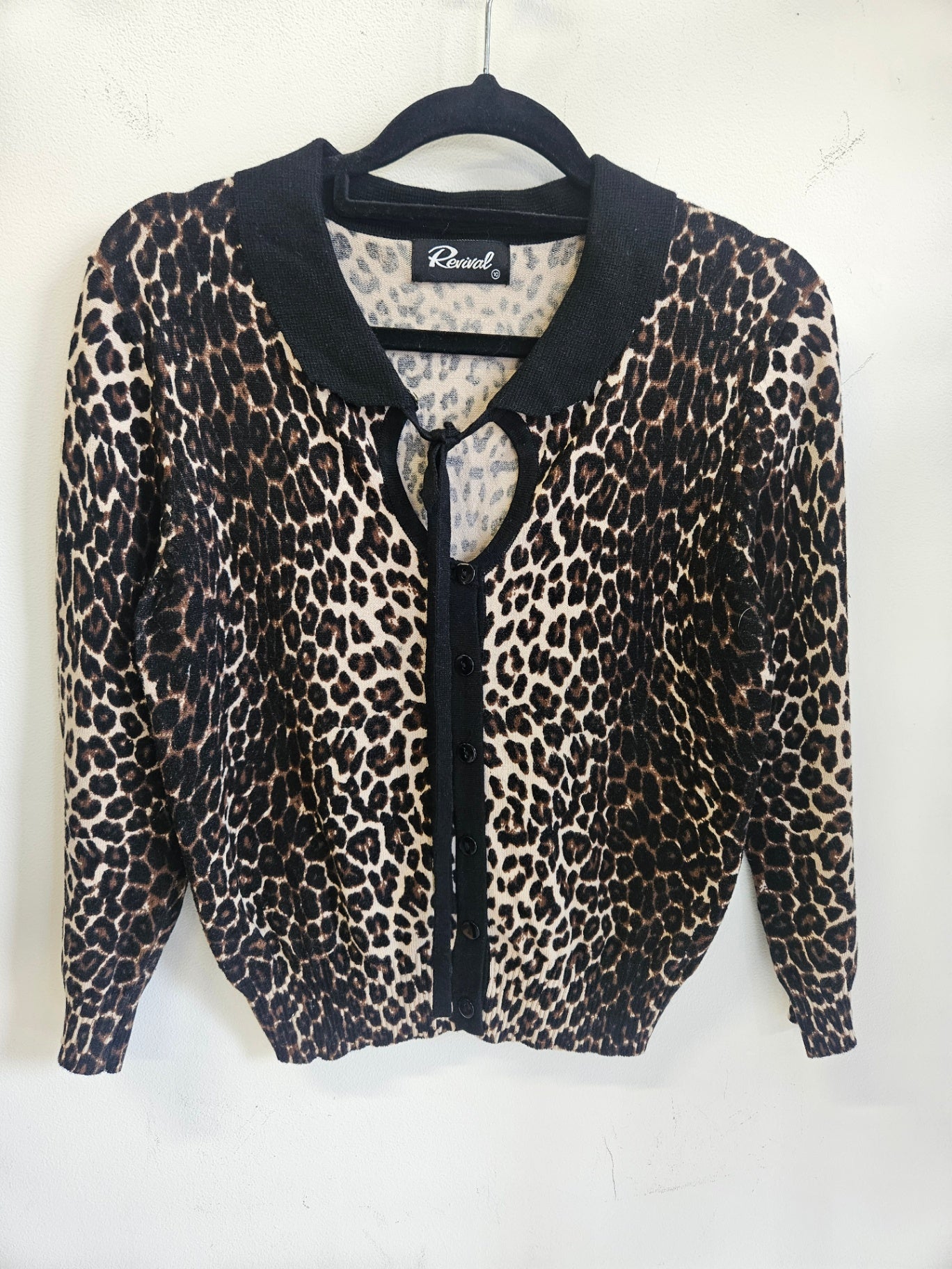 REVIVAL VISCOSE COTTON BLEND SHORT SLEEVE TOP LEOPARD SIZE 10