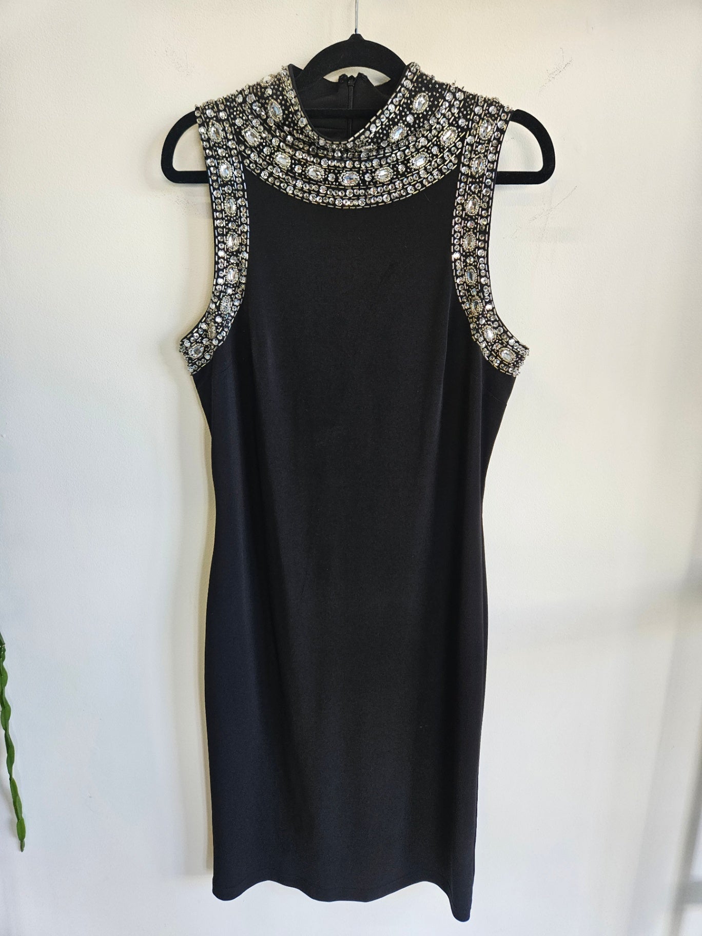 JOSEPH RIBKOFF DIAMANTE VISCOSE DRESS BLACK SIZE 8