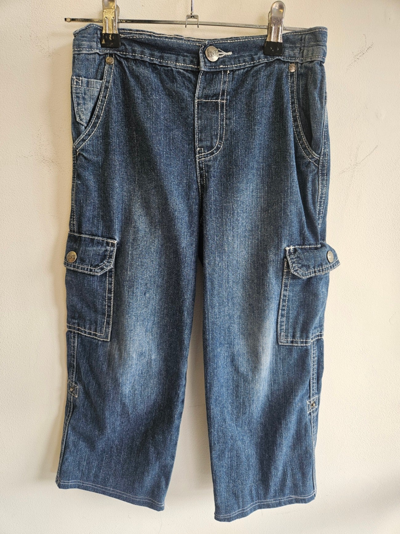 UNBRANDED DENIM CARGO JEANS MID BLUE SIZE 6