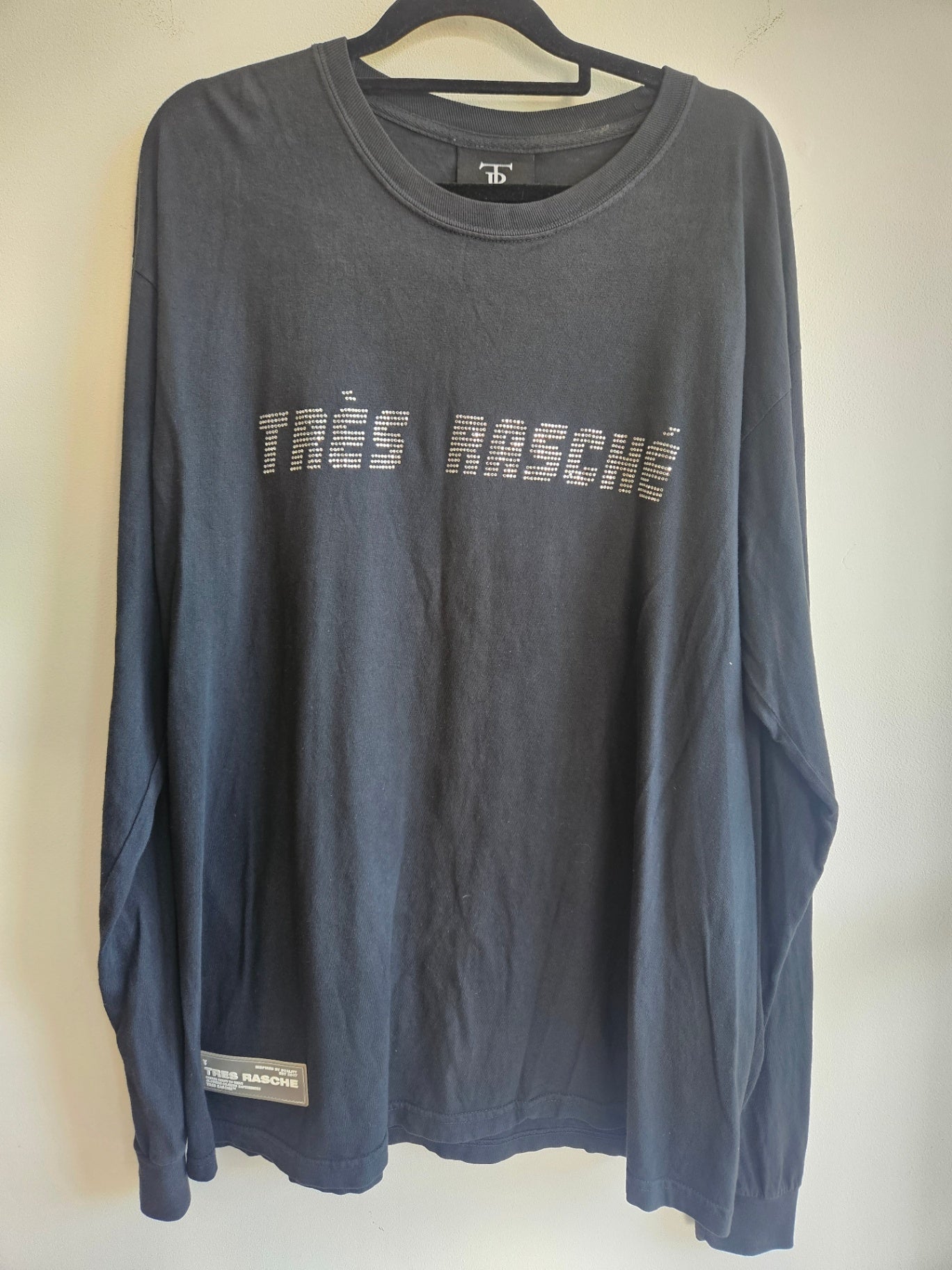 TRES RASCHÉ COTTON LONG SLEEVE TOP BLACK SIZE XL