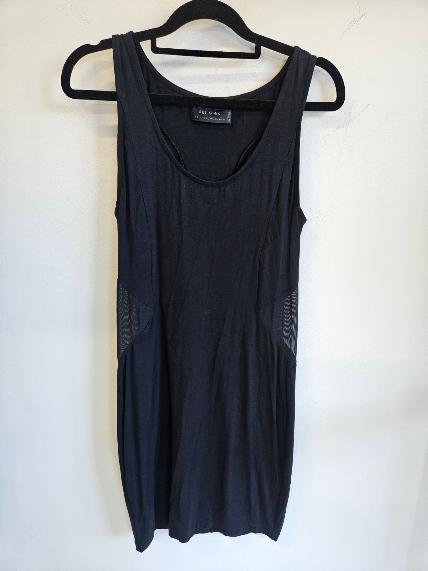 RELIGION COTTON MINI DRESS BLACK SIZE 12