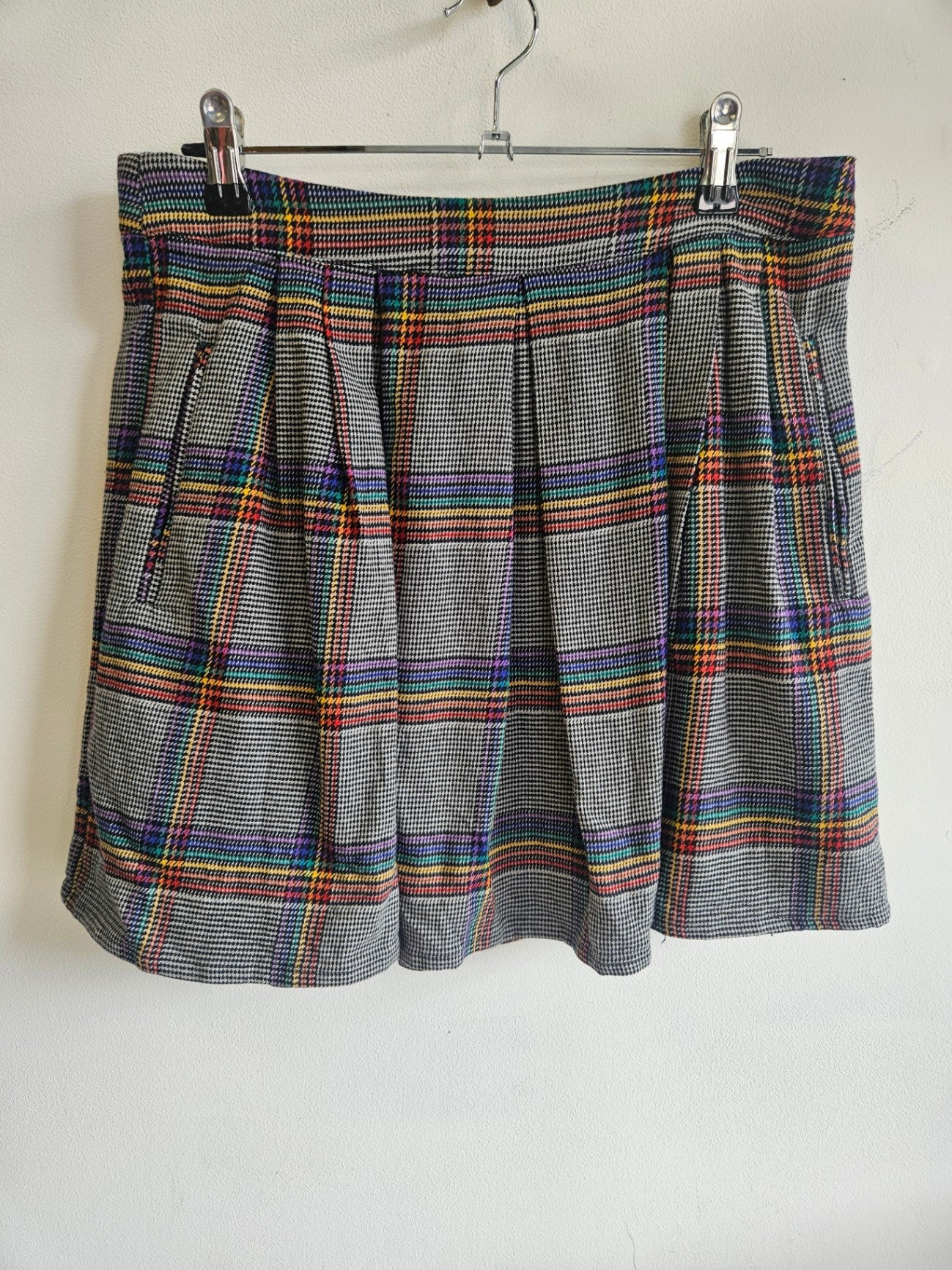 DANGERFIELD ORGANIC COTTON SKIRT RAINBOW PLAID SIZE 10