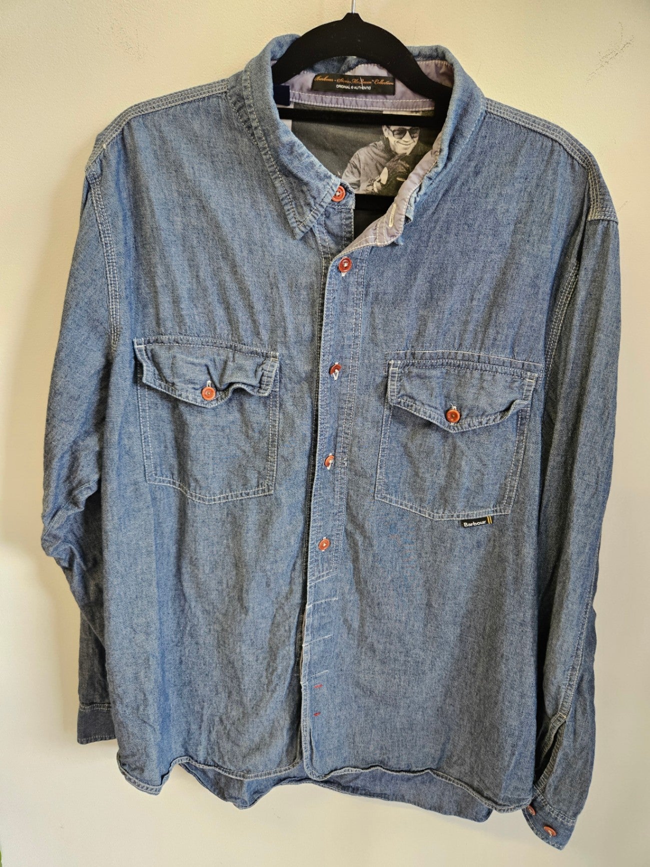 BARBOUR X STEVE MCQUEEN DENIM SHIRT DENIM WASH SIZE XL