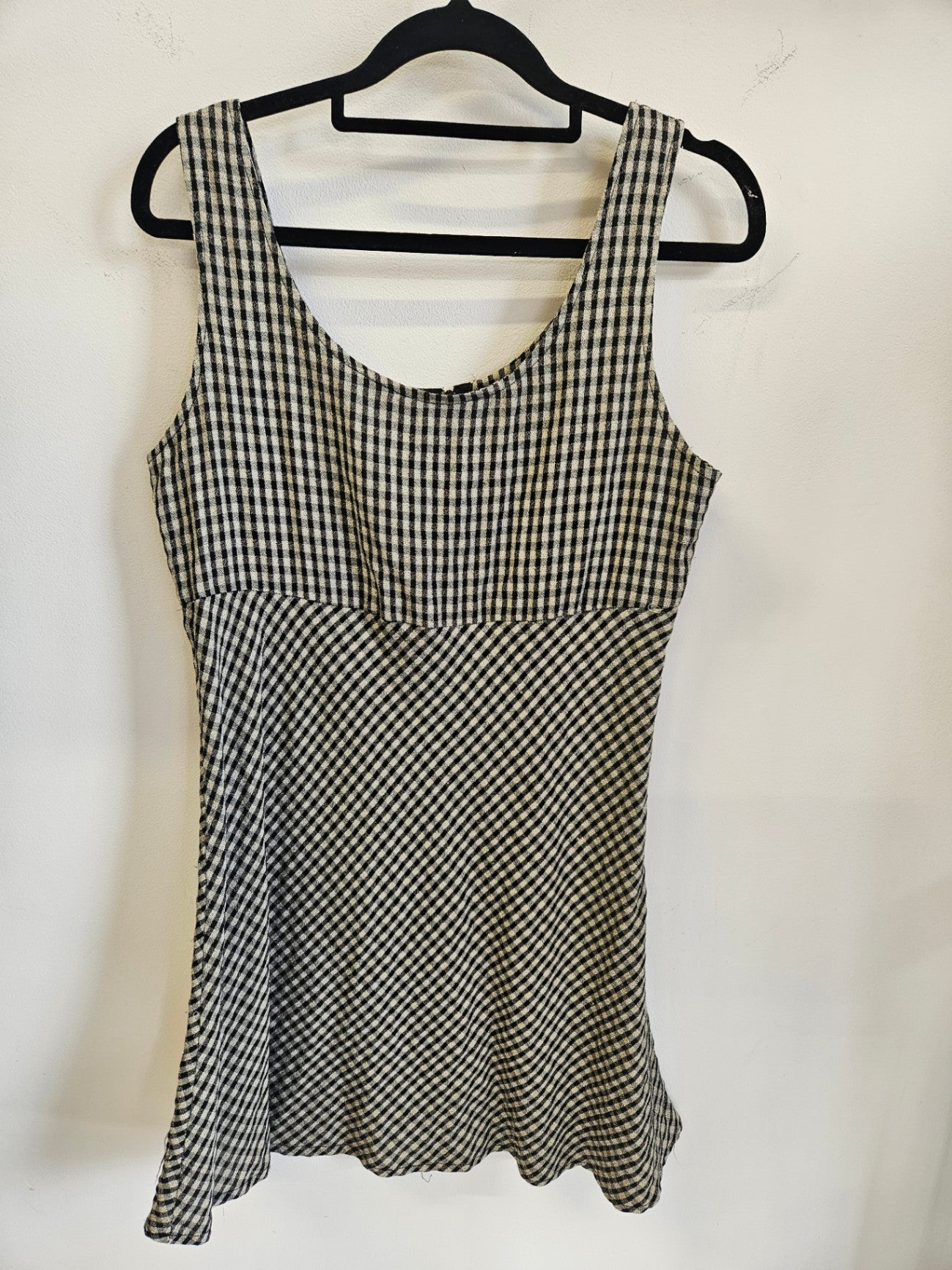 COLLECTIONS COTTON MINI DRESS BEIGE BLACK GINGHAM SIZE 12