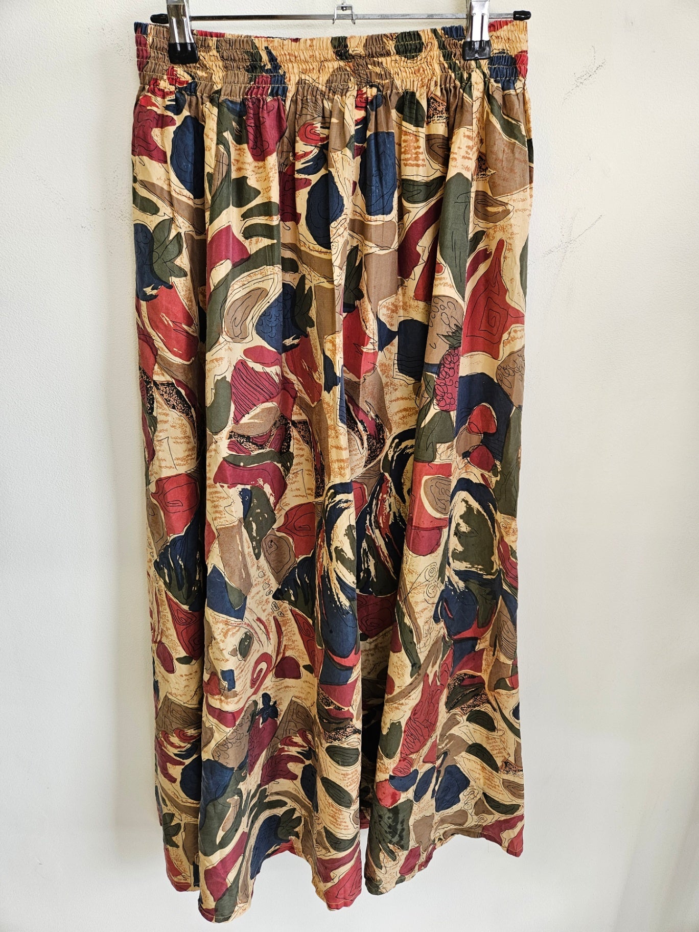 WHITBY SILK SKIRT BEIGE ABSTRACT SIZE S
