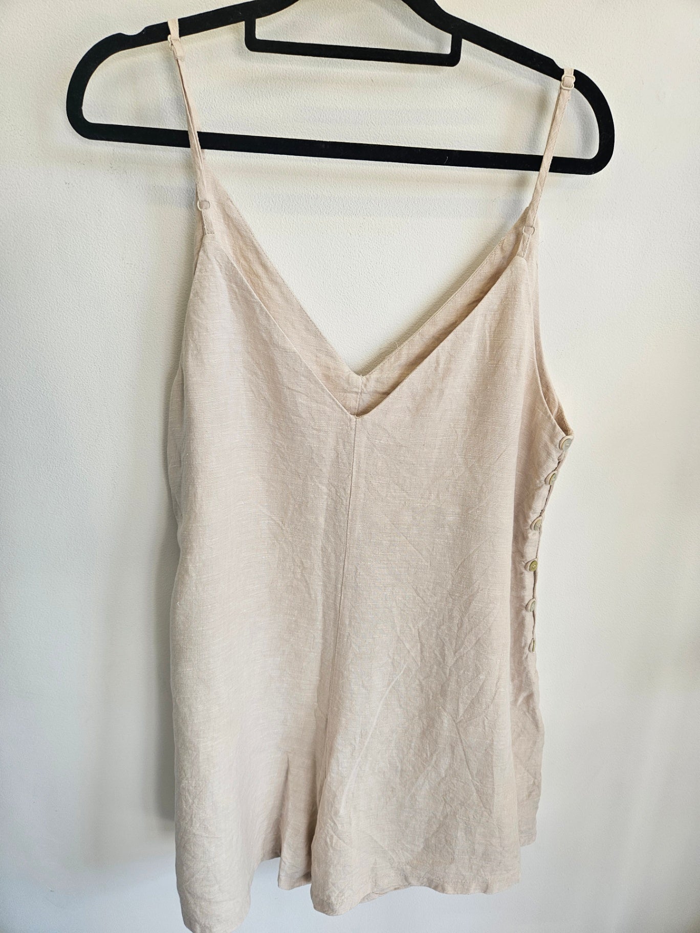 MAX LINEN SLEEVELESS PLAYSUIT BEIGE SIZE M