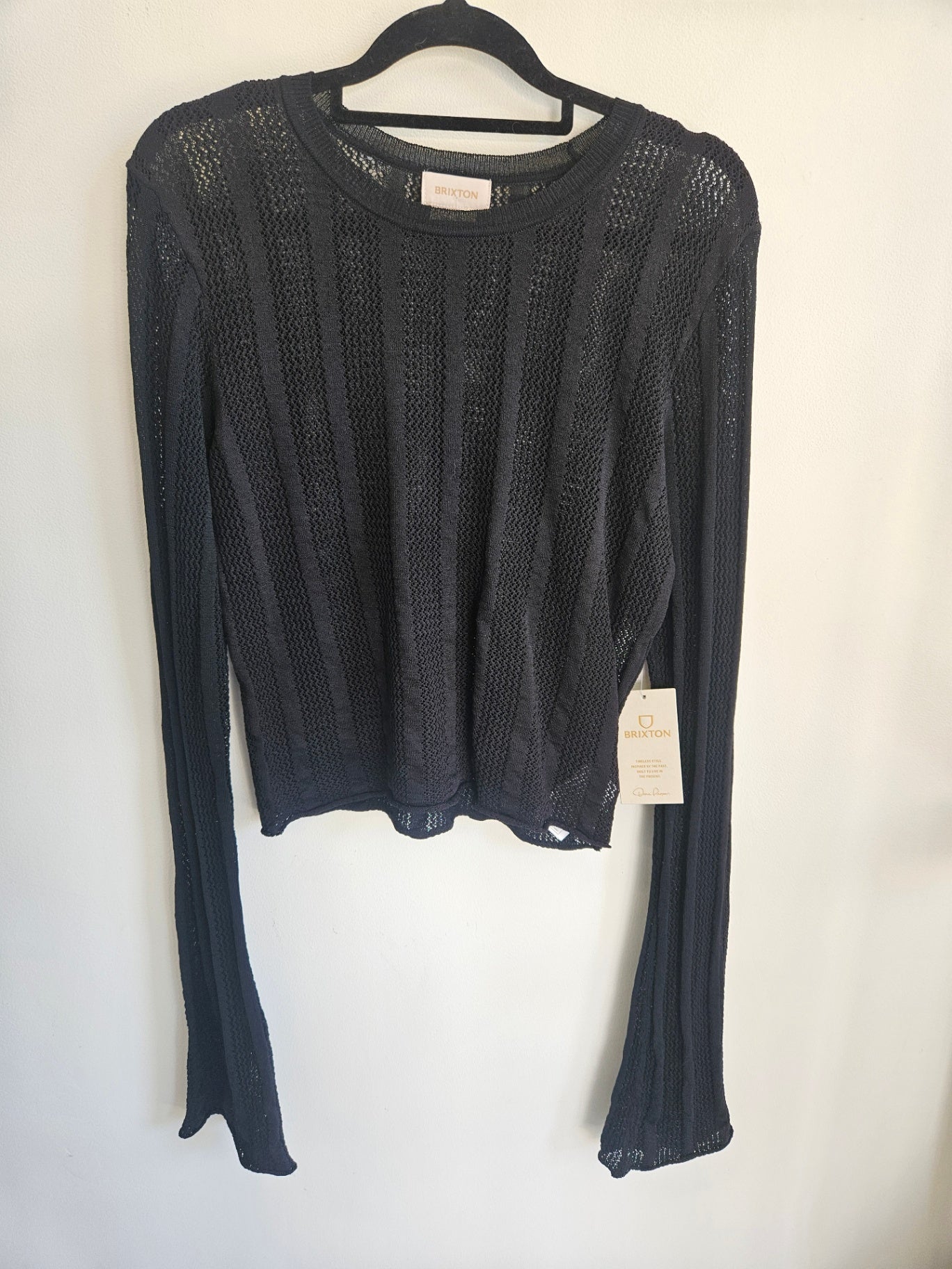 BRIXTON VISCOSE LONG SLEEVE TOP BLACK SIZE L