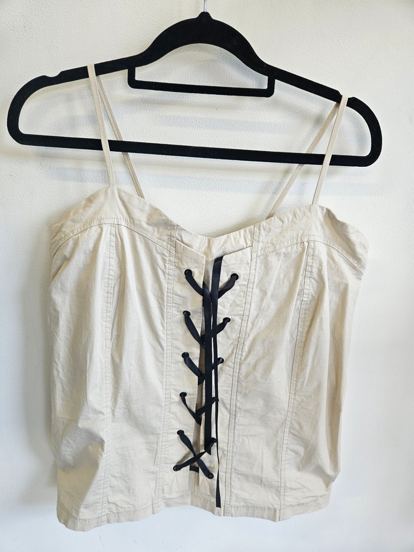 NATASHA COTTON SLEEVELESS TOP BEIGE SIZE XL