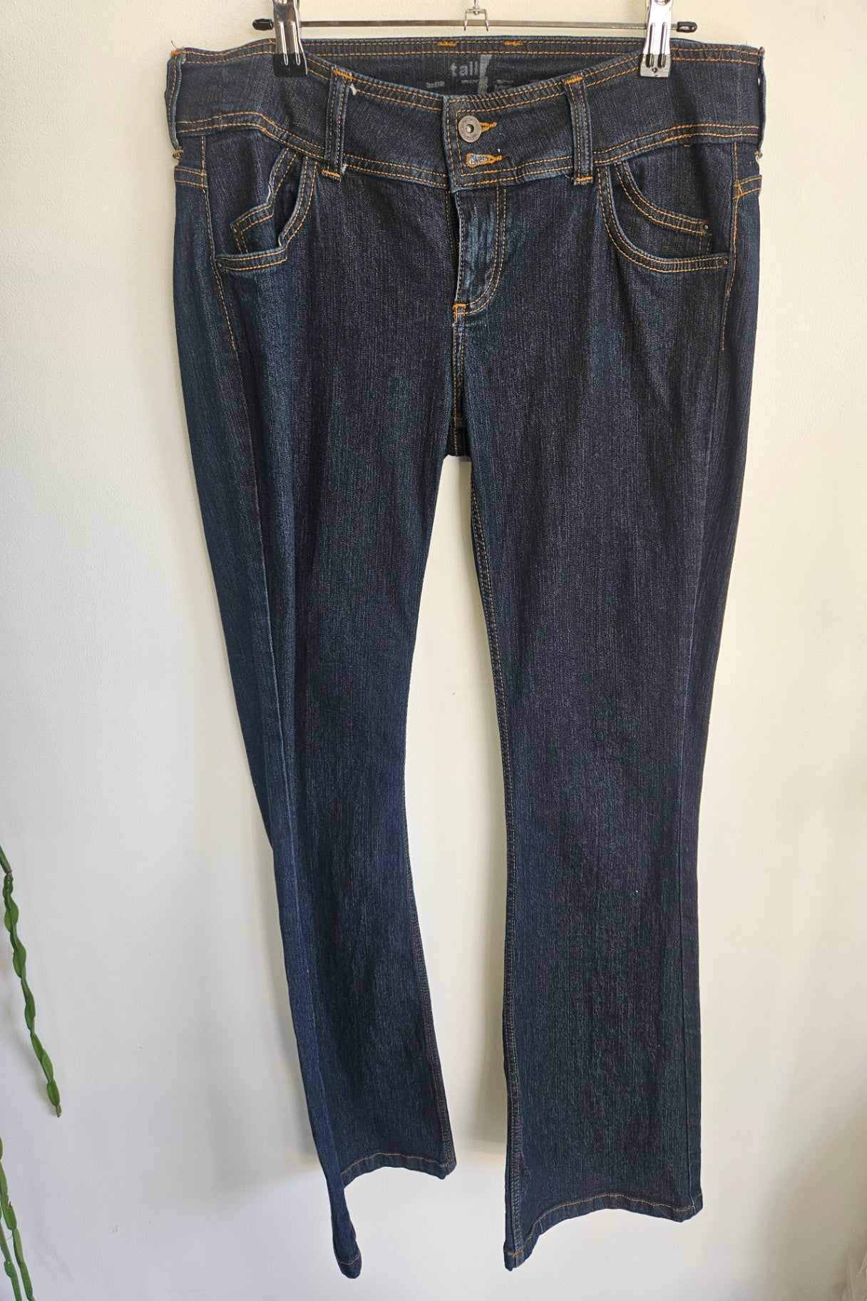 UNKNOWN BRAND DENIM/ELASTANE EXTRA TALL LOWRISE JEANS DARK BLUE SIZE 34/36