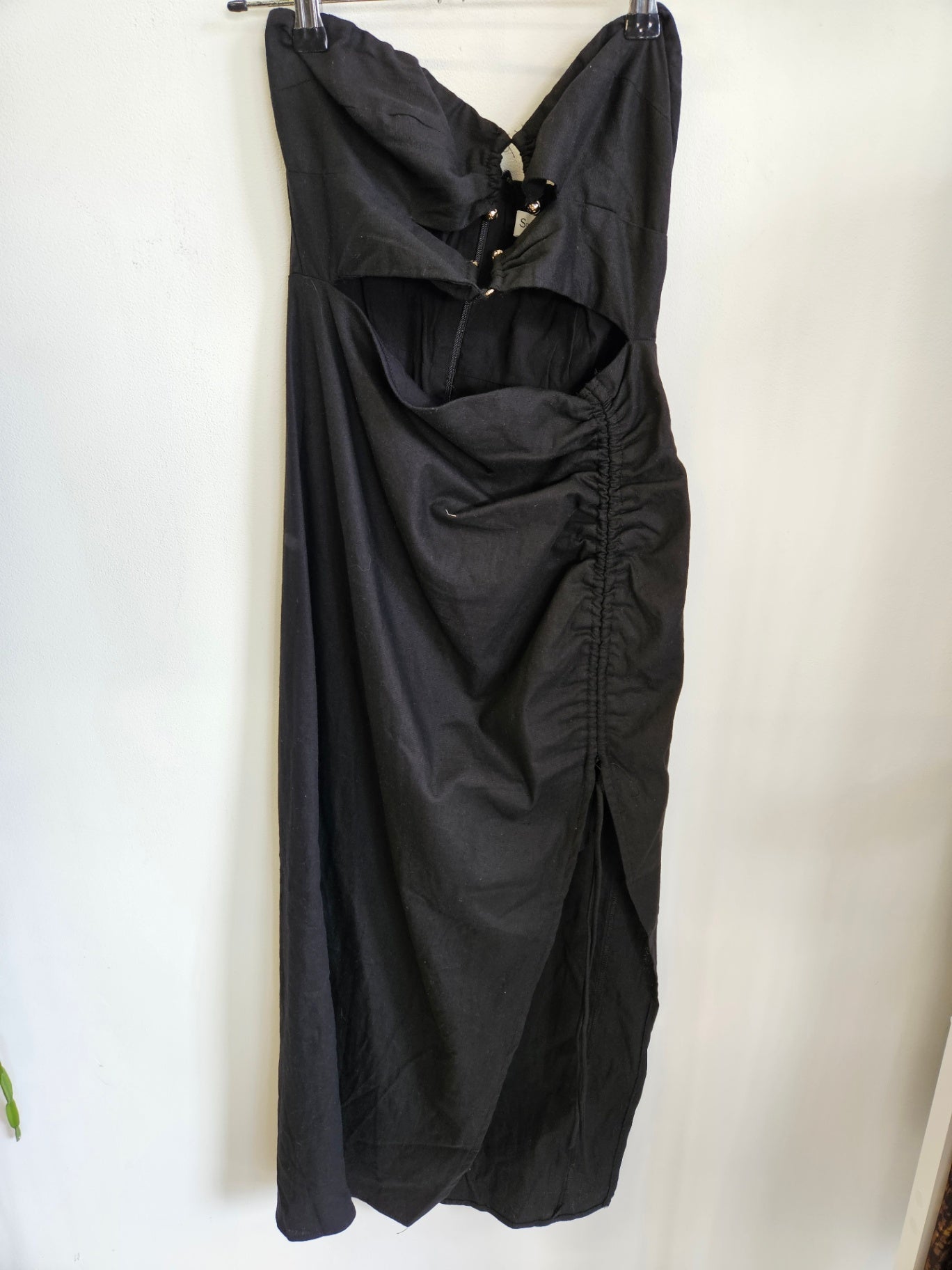 SWEETPOT LINEN DRESS BLACK SIZE 10