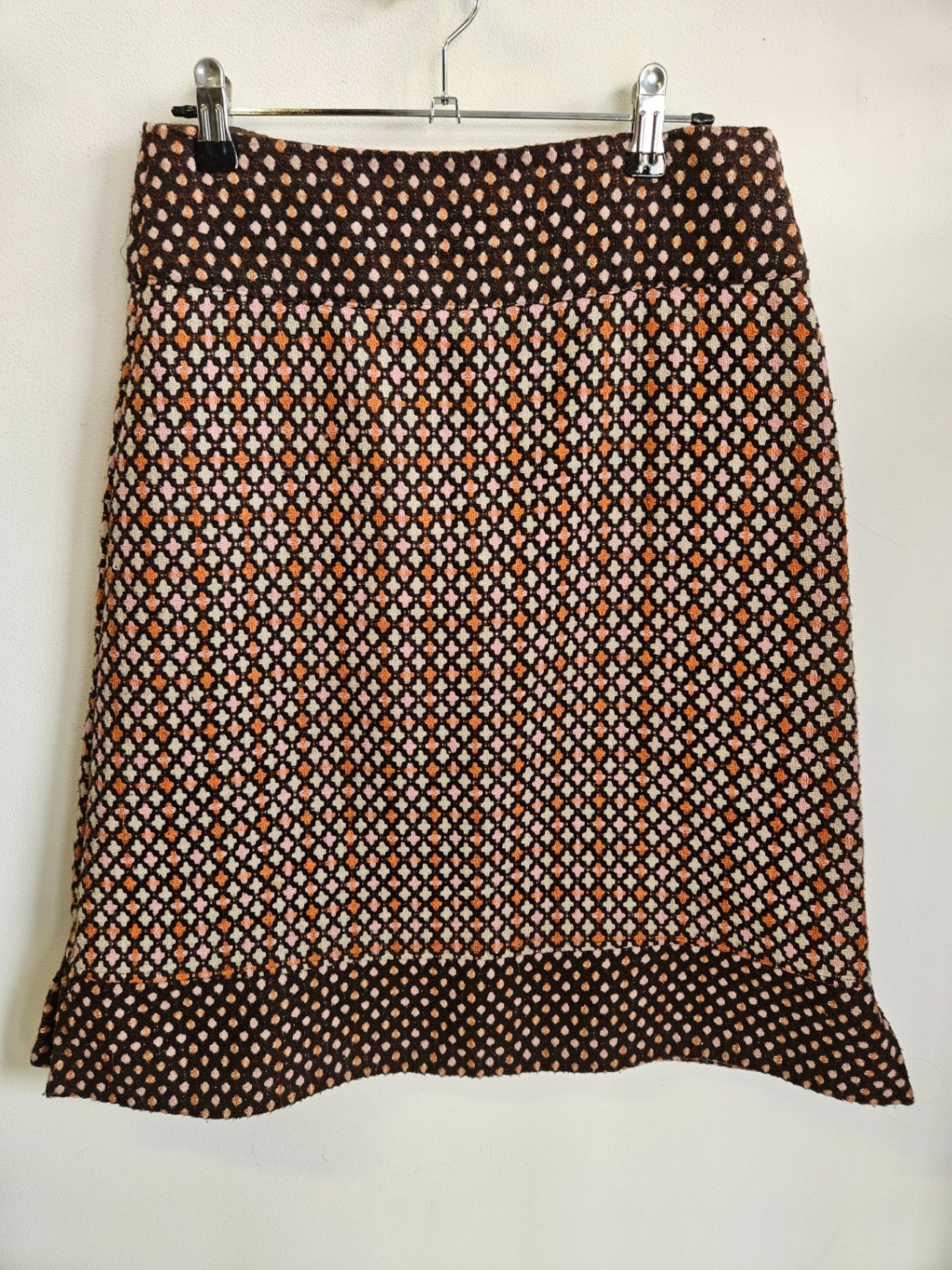 VESTA WOOL VINTAGE SKIRT BROWN PINK RETRO SIZE S