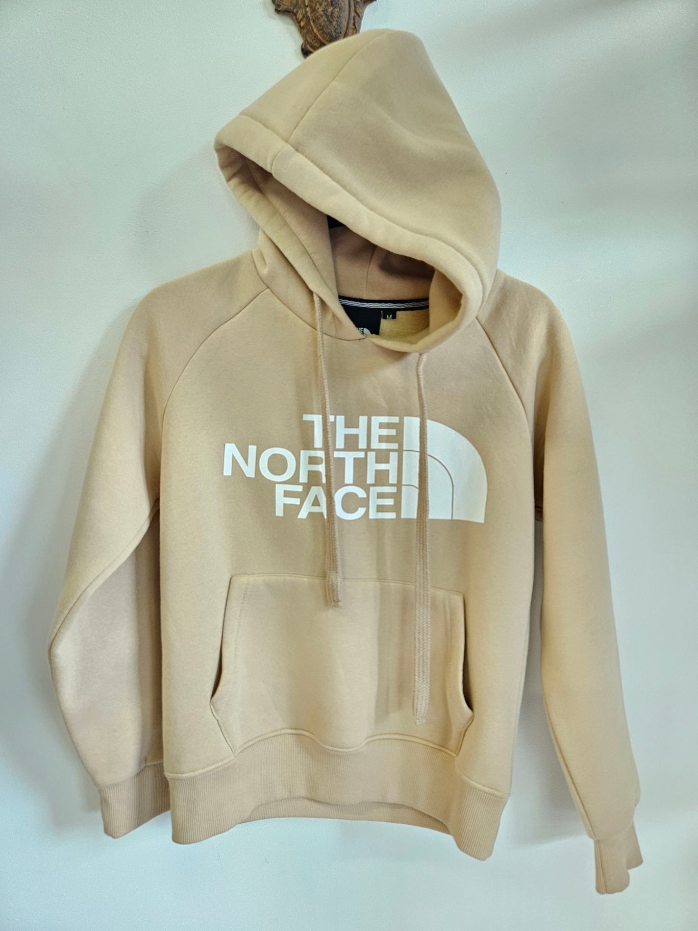 THE NORTH FACE COTTON FLEECE HOODED SWEATSHIRT BEIGE SIZE 12Y