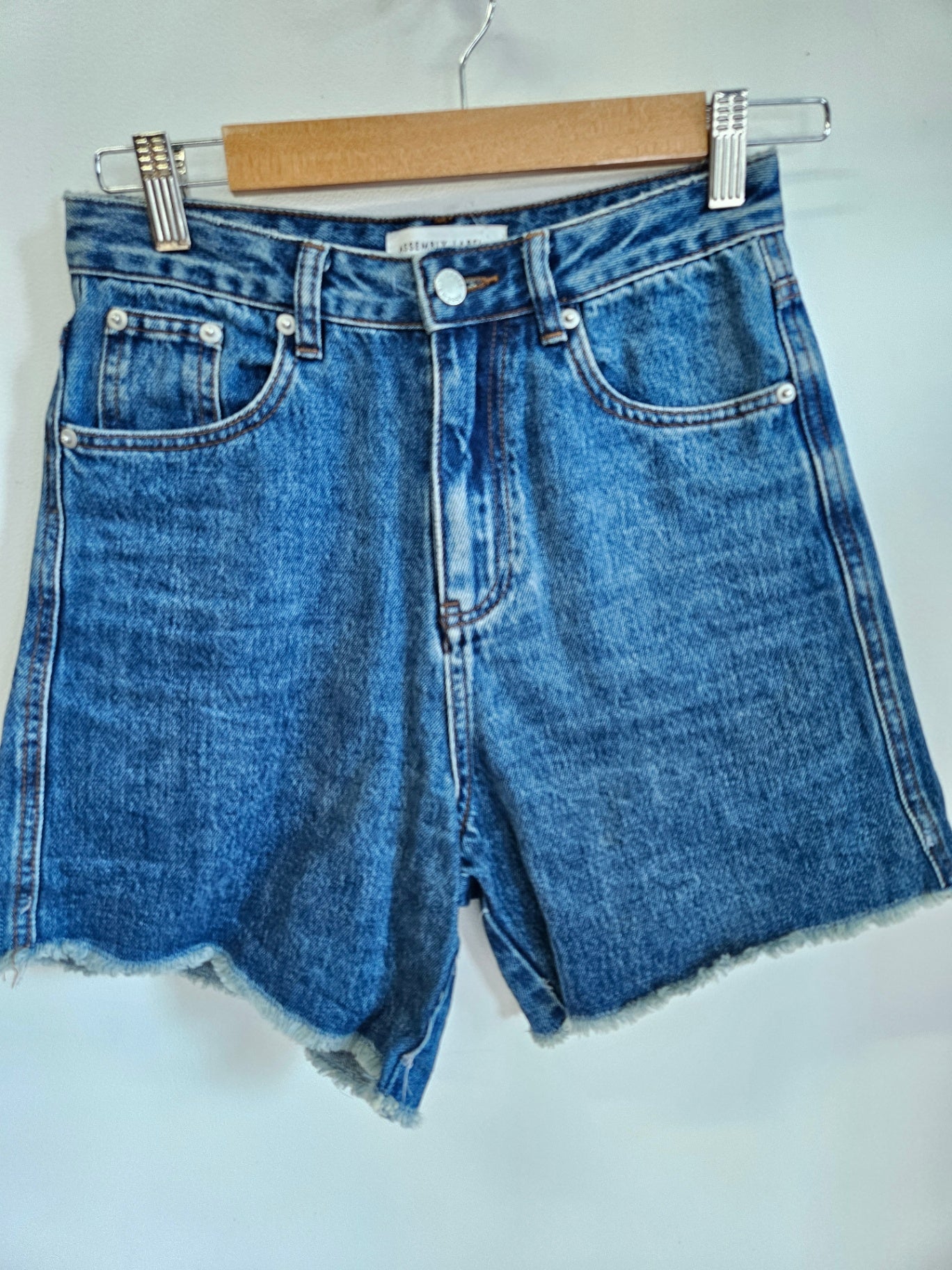 ASSEMBLY LABEL DENIM SHORTS DARK BLUE SIZE 6