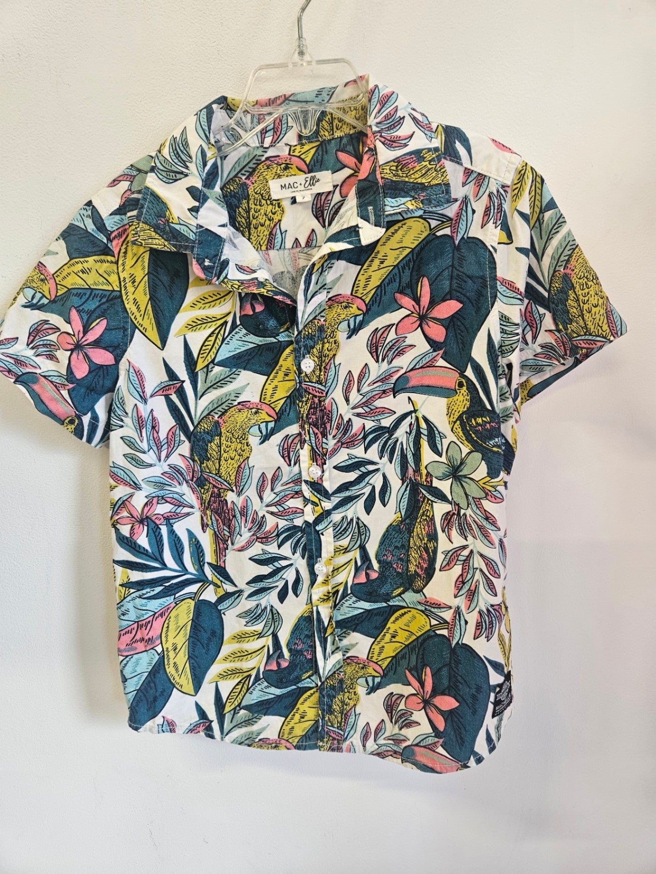 MAC & ELLIE COTTON SHIRT WHITE TROPICAL SIZE 7