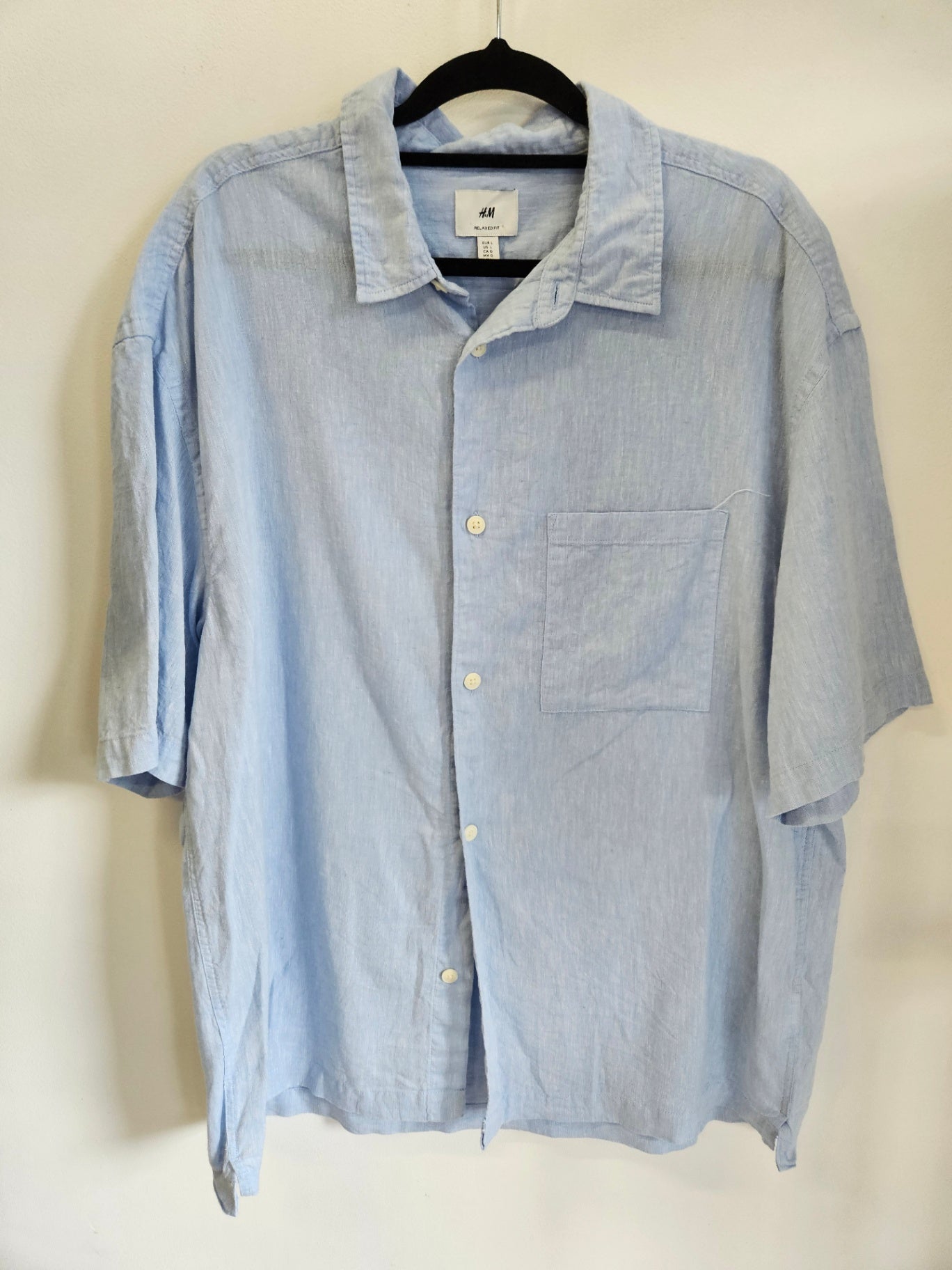 H&M LINEN SHIRT LIGHT BLUE SIZE L