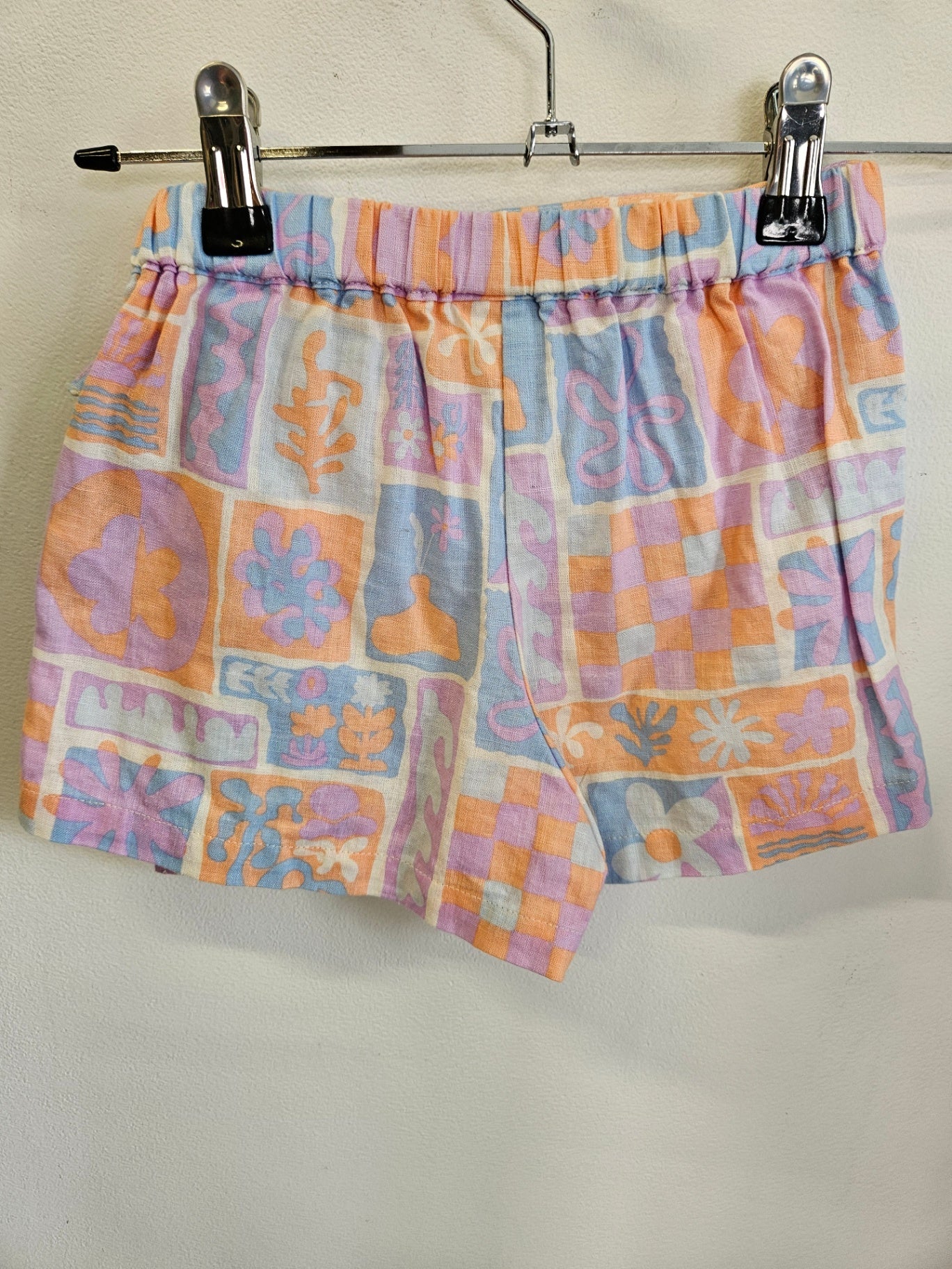 SEED COTTON LINEN SKORT PURPLE PEACH BLUE MULTI SIZE 4Y