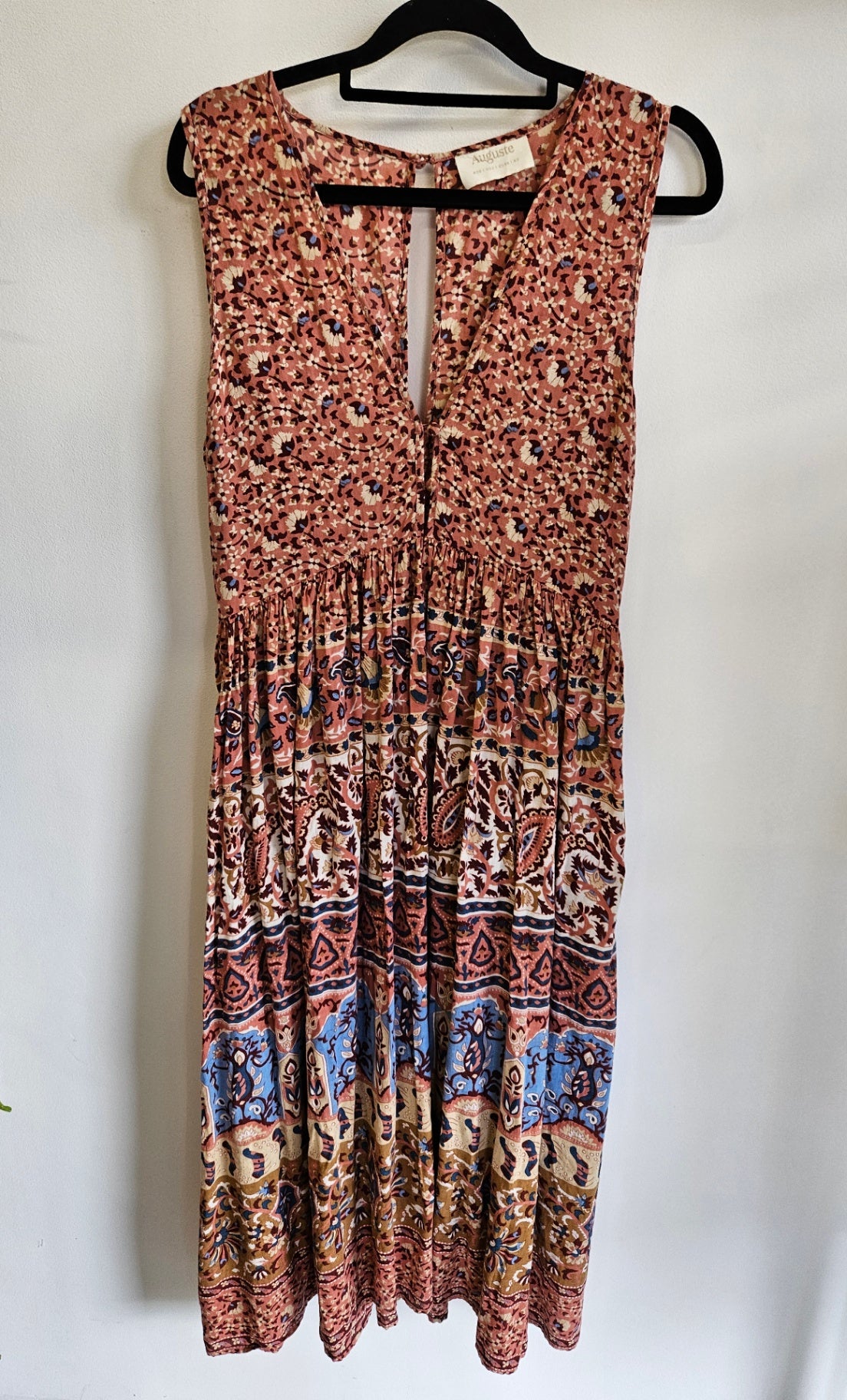AUGUSTE COTTON SLEEVELESS MAXI DRESS PINK FLORAL SIZE 6