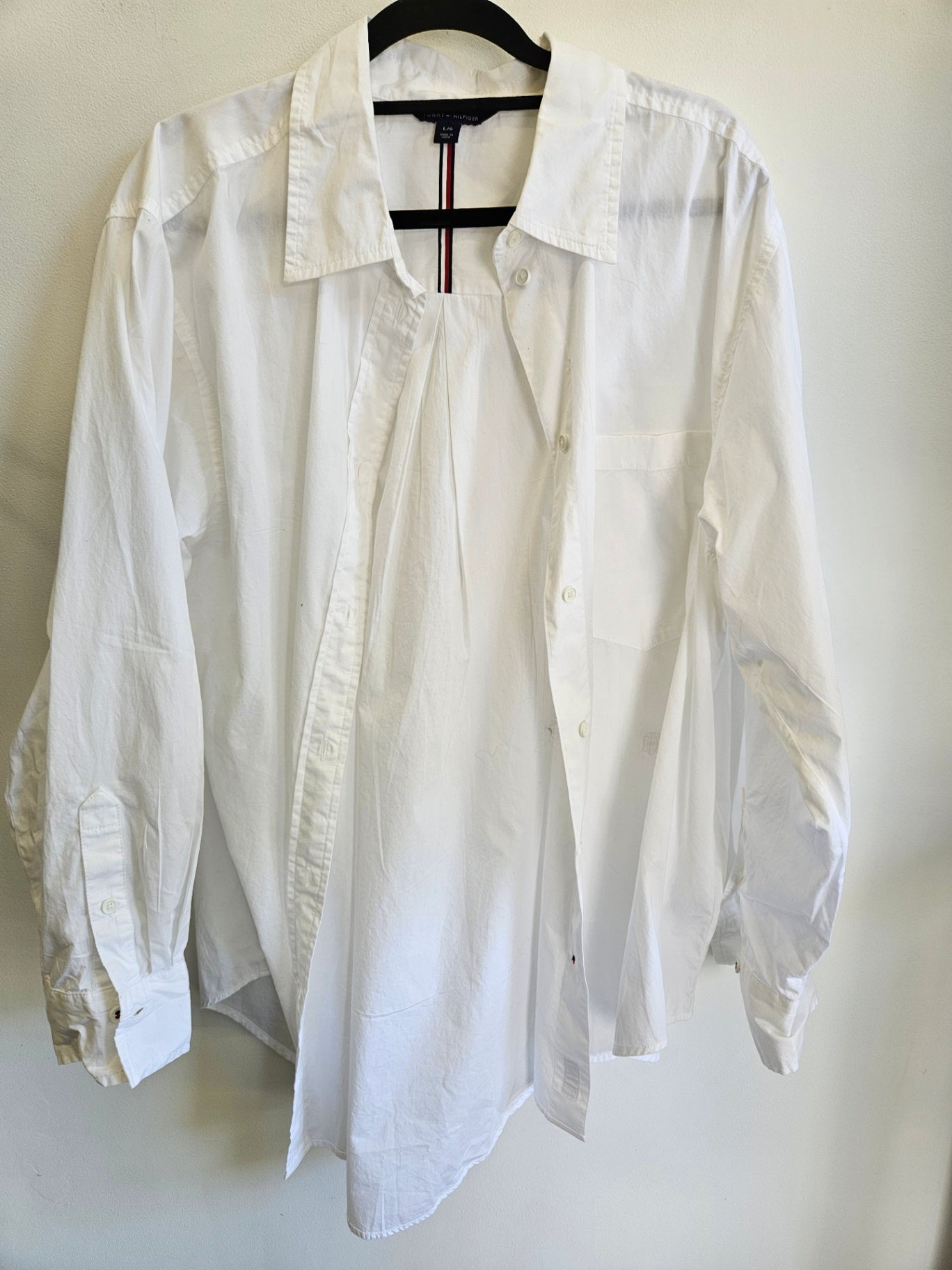 TOMMY HILFIGER COTTON LS SHIRT WHITE SIZE L