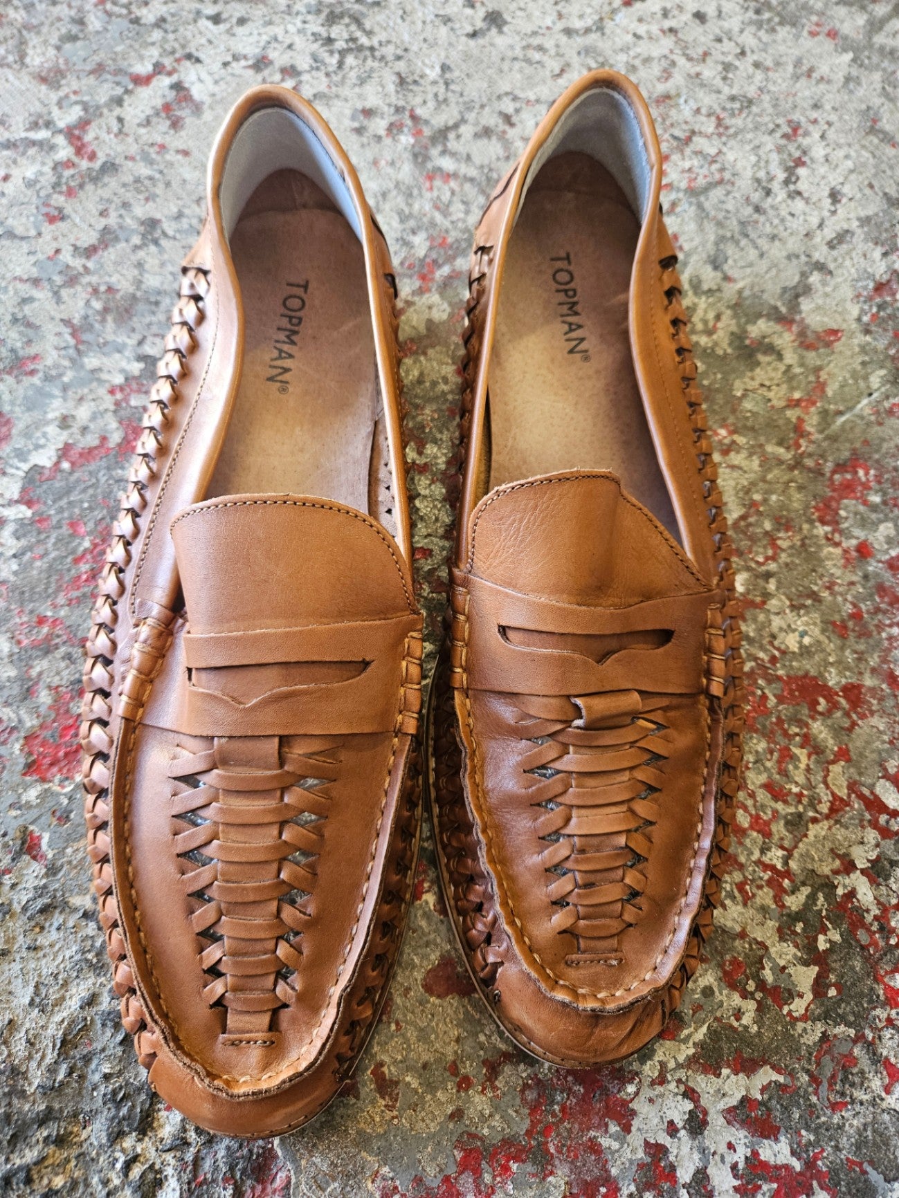 TOPMAN LEATHER LOAFERS Tan SIZE 45