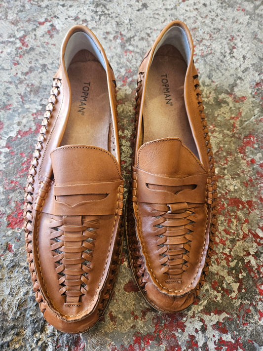 TOPMAN LEATHER LOAFERS Tan SIZE 45