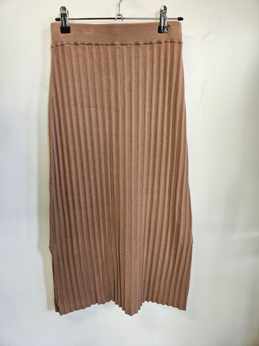 MINERAL CASHMERE COTTON BLEND SKIRT CARAMEL SIZE M