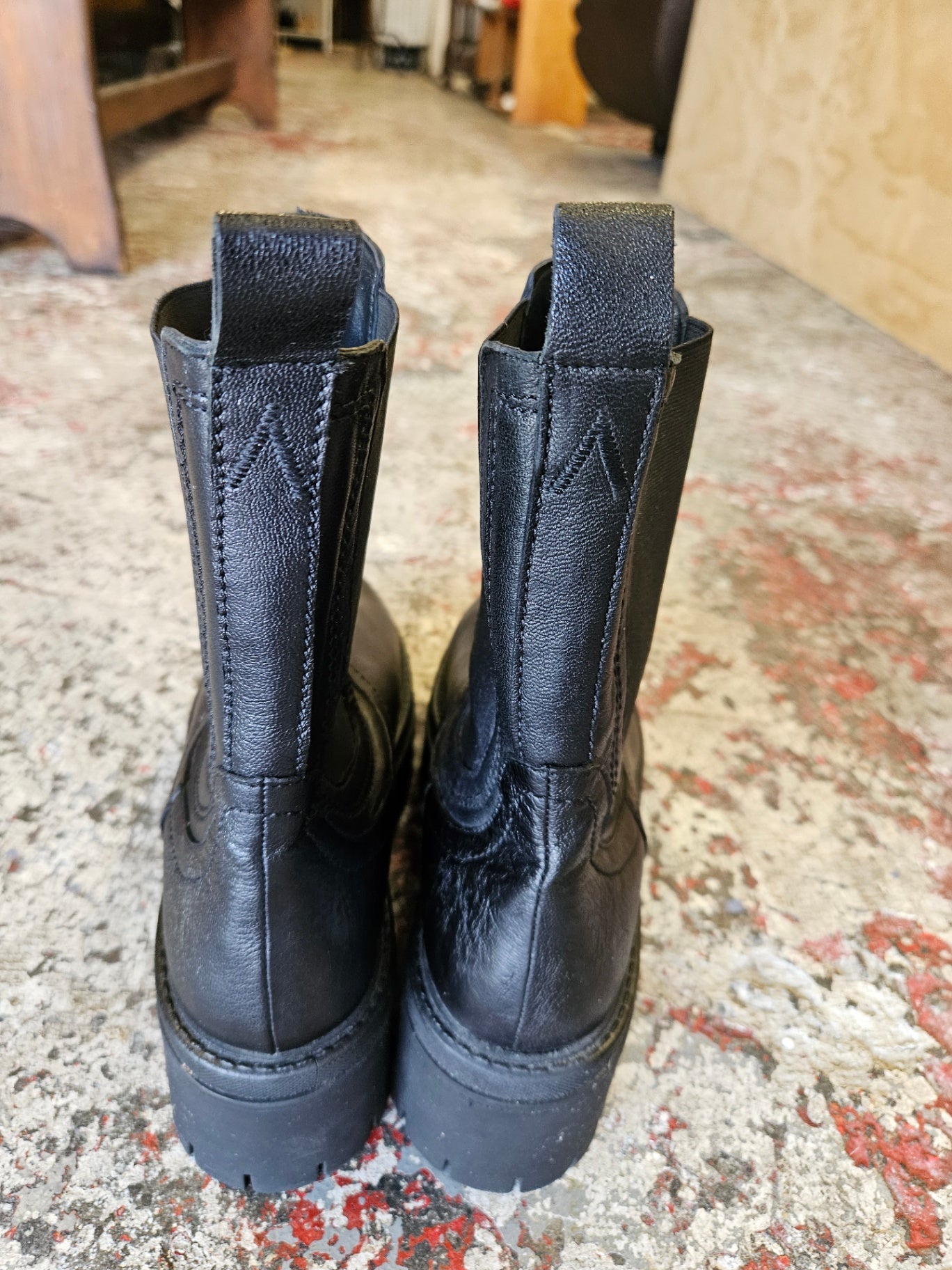 ASRA LEATHER BOOTS BLACK SIZE 41