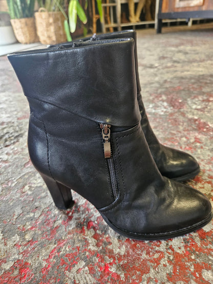 VALERIA GROSSI LEATHER BOOTS BLACK SIZE 39