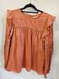 EB & IVE LINEN LONG SLEEVE TOP TERACOTTA SIZE M