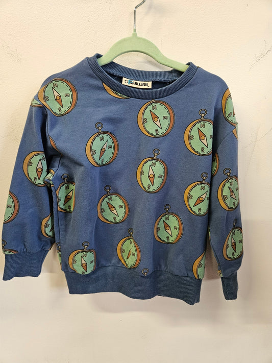 CARLIJNQ COTTON SWEATER BLUE COMPASS SIZE 3