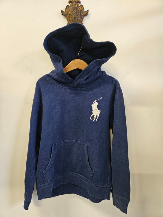 POLO RALPH LAUREN COTTON HOODED SWEATSHIRT NAVY SIZE 7Y