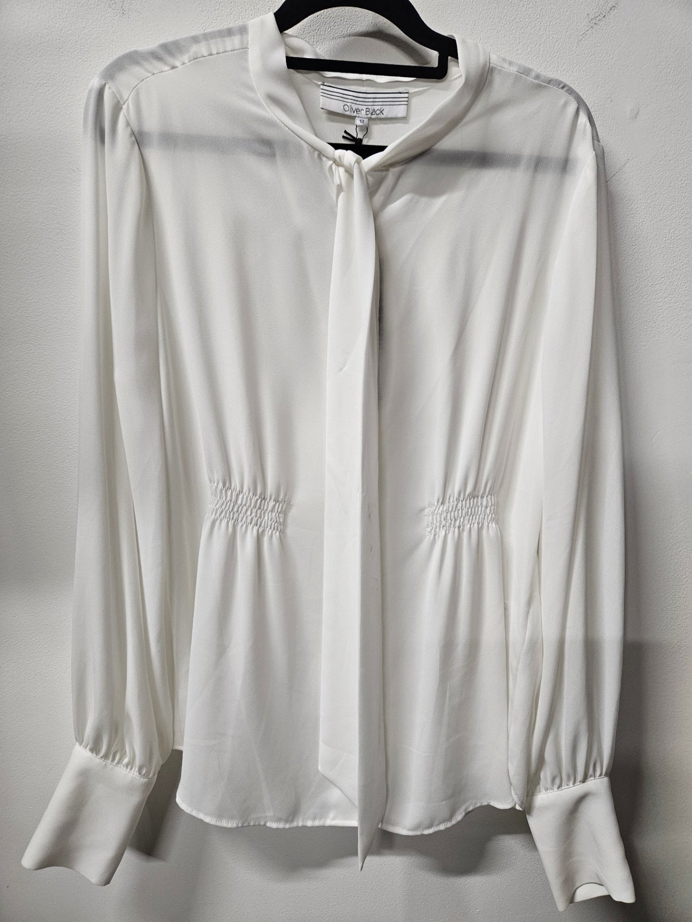 OLIVER BLACK LONG SLEEVE TOP WHITE SIZE 12