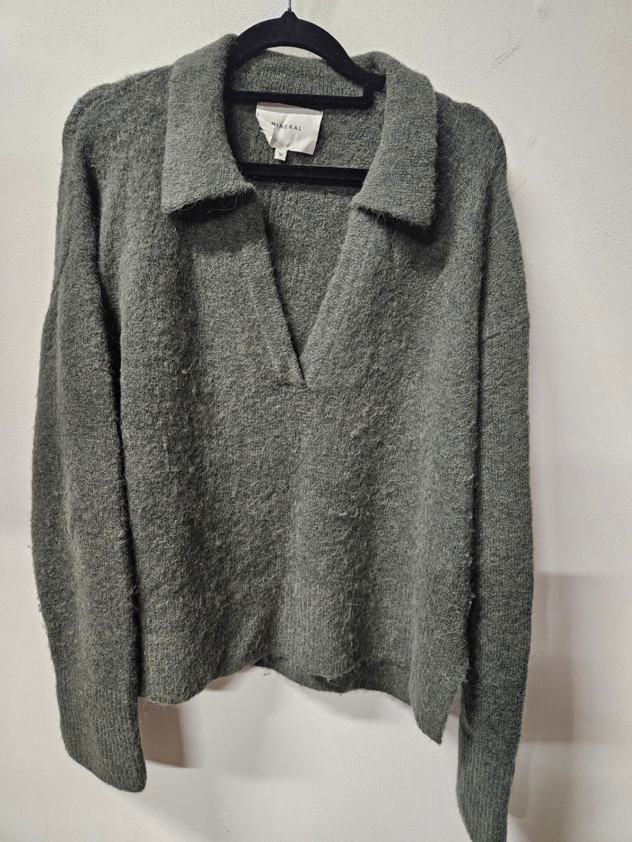 MINERAL ALPACA BLEND KNITTED SWEATER KHAKI SIZE M