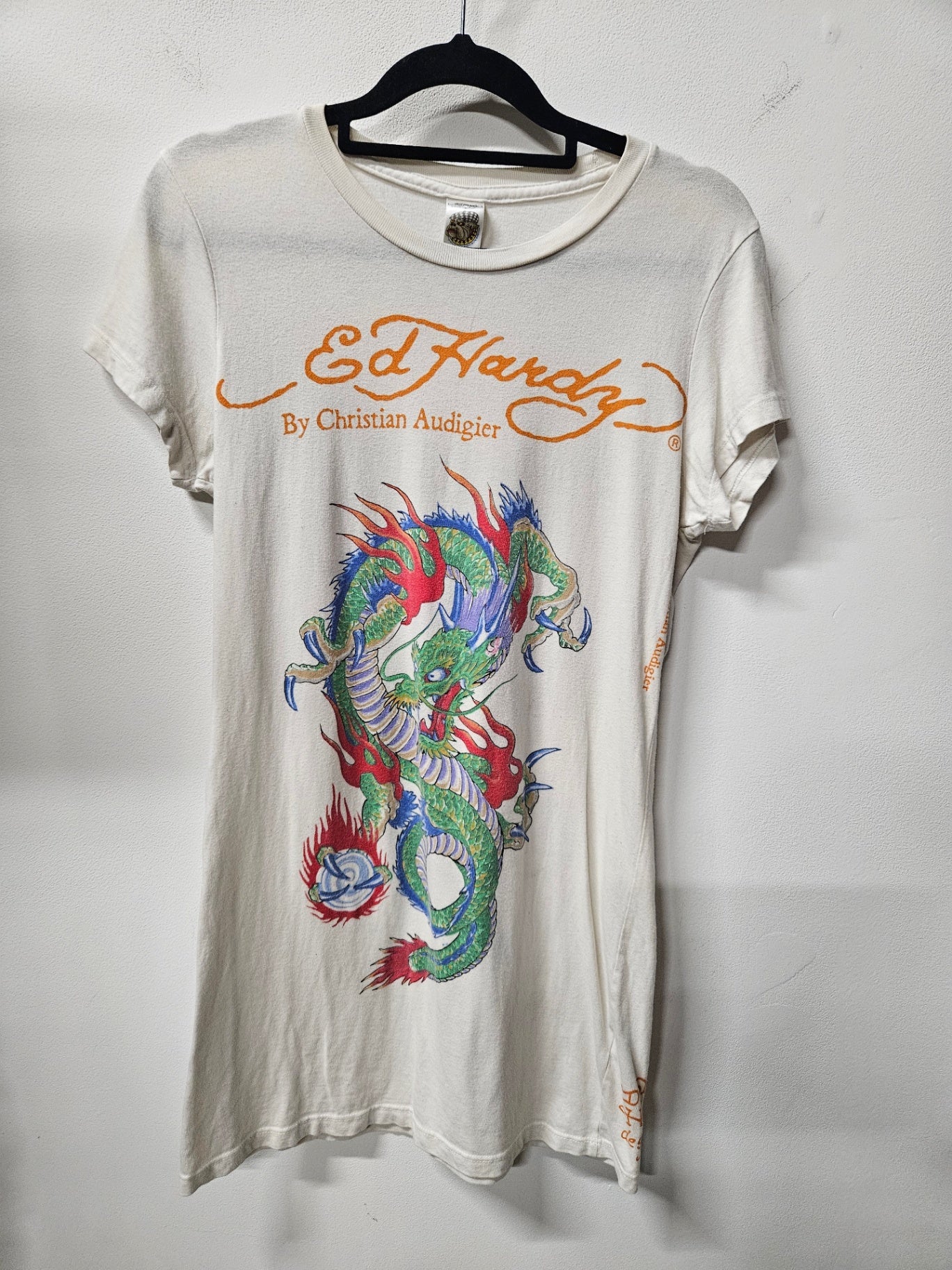 ED HARDY COTTON T SHIRT WHITE SIZE M