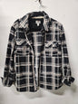SISSTR FLEECE JACKET BLACK AND GREY PLAID SIZE 8