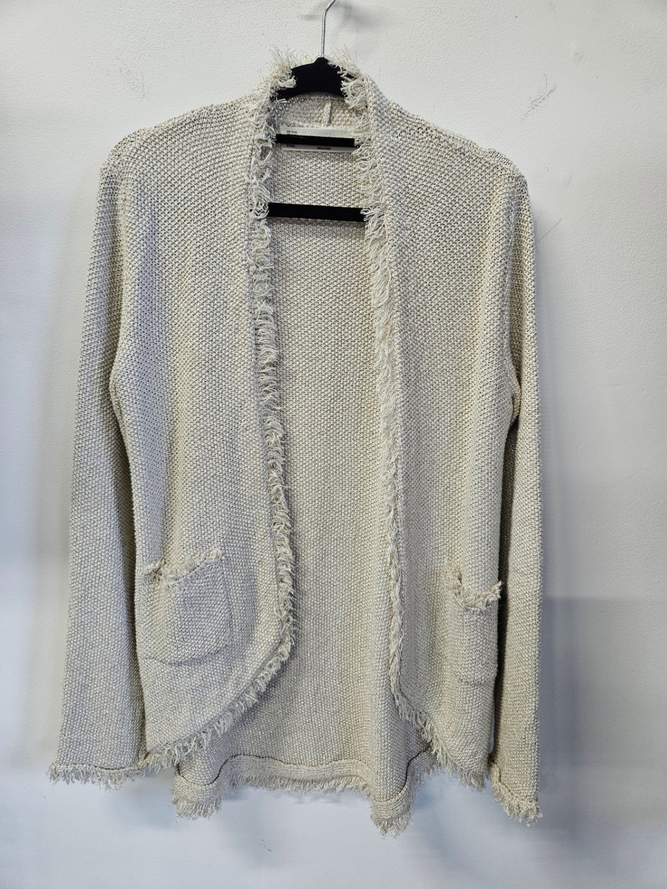 ZARA COTTON CARDIGAN CREAM GOLD SILVER SIZE M