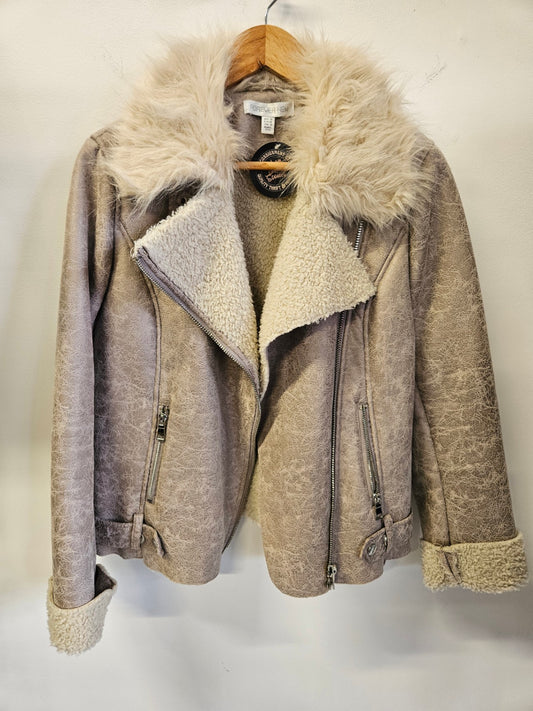 FOREVER NEW FAUX FUR SHERPA JACKET CHAMPAGNE SIZE 12