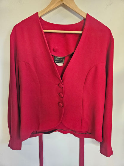 EXQUISITE LONG SLEEVE VINTAGE TOP RED SIZE S