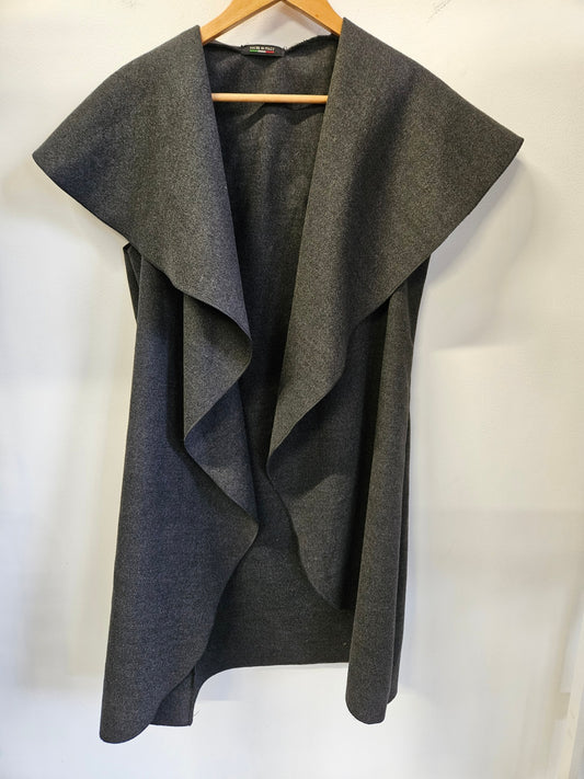MADE IN ITALY CASHMERE BLEND SLEEVELESS COAT DARK GREY SIZE S